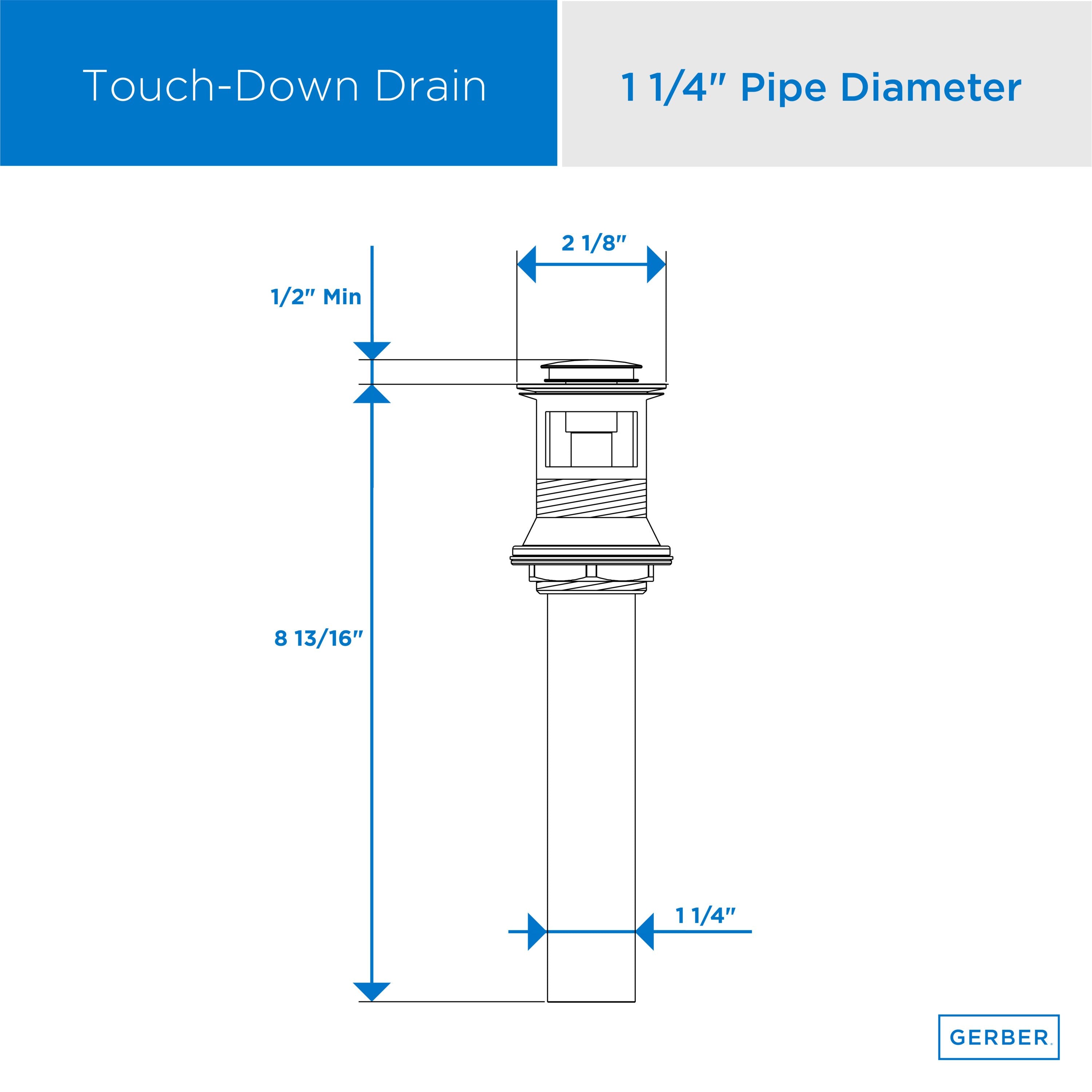 1 1/4" 50/50 Touch-Down Drain Assembly