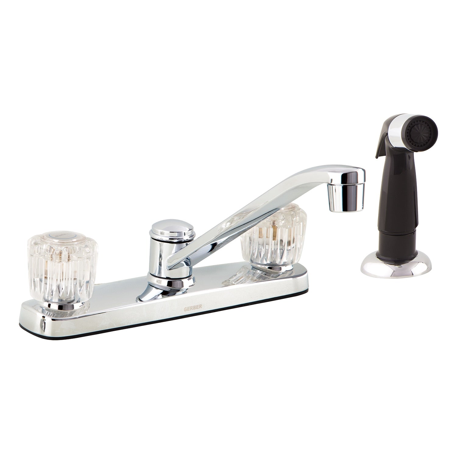 Maxwell® SE Two Handle Kitchen Faucet w/ Acrylic Handles Spray &  8" D-Tube Spout