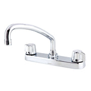 Gerber Classics™ Two Handle Cover Plate Mounted Kitchen Faucet with Metal Fluted Handles and Tubular Swing Spout