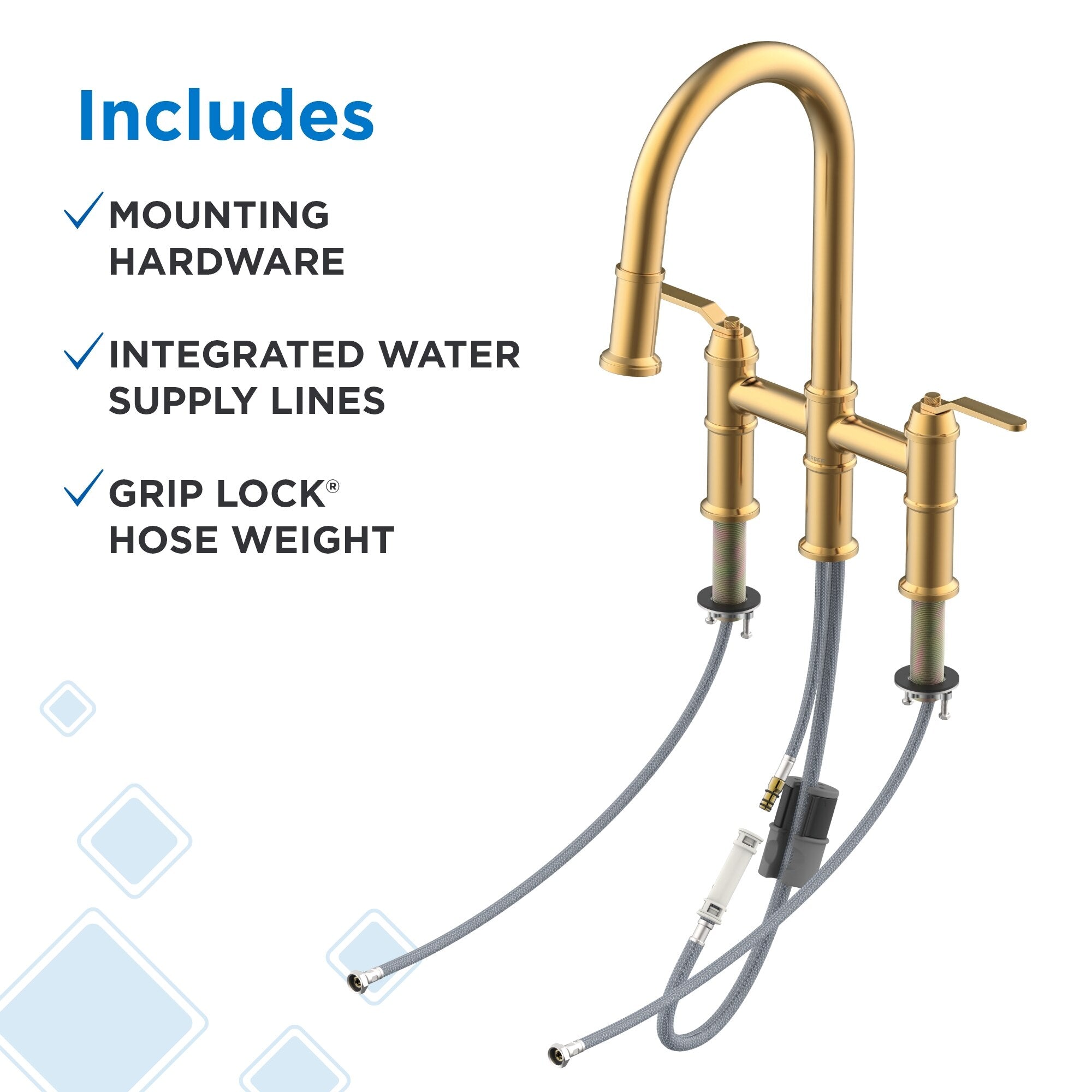 Kinzie® Two Handle Pull Down Bridge Kitchen Faucet