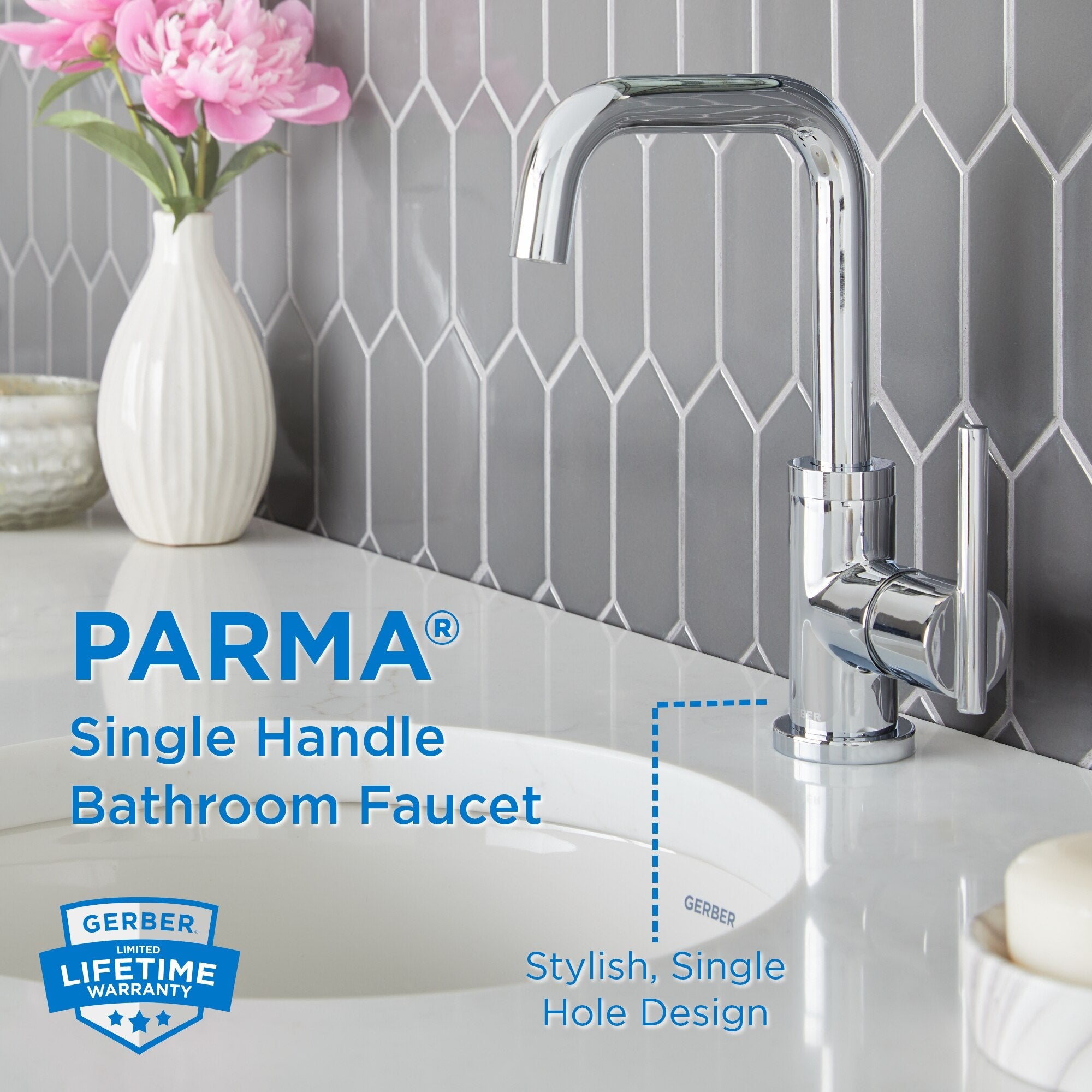 Parma® Single Handle Bathroom Faucet with Metal Touch-Down Drain