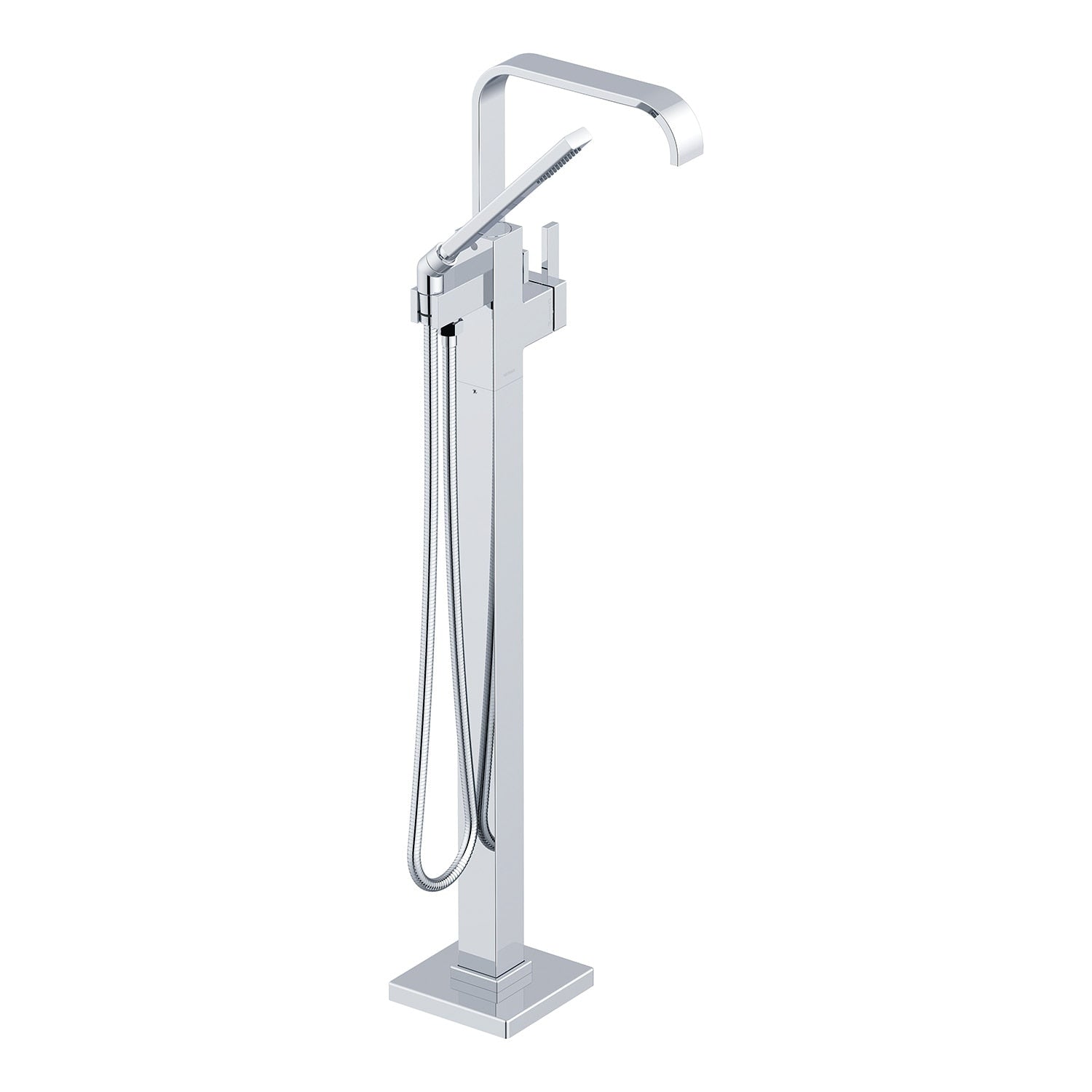 Square Floor Mount Tub Filler Trim Kit with Handshower