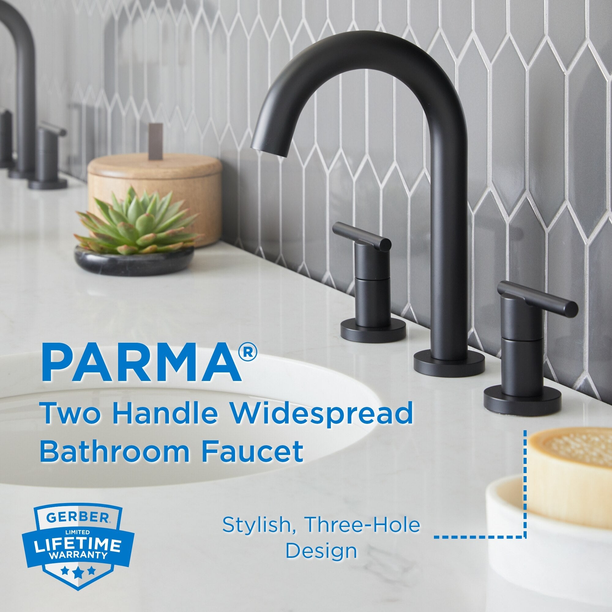 Parma® Two Handle Widespread Bathroom Faucet with Metal Touch-Down Drain
