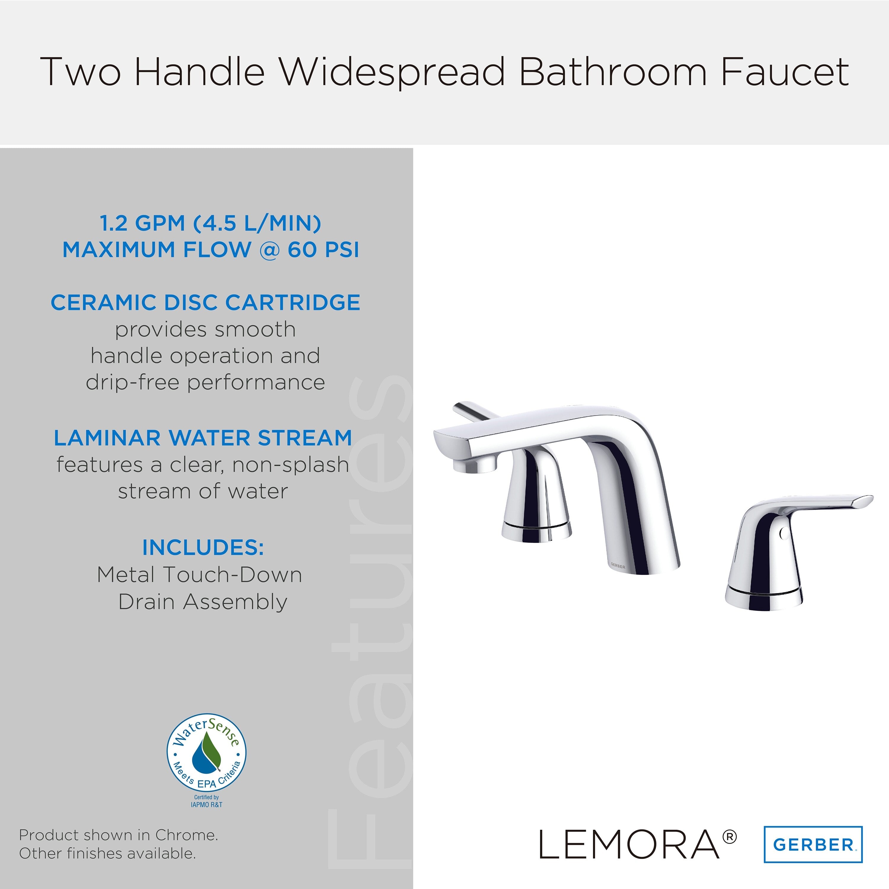 Lemora® Two Handle Widespread Bathroom Faucet with Metal Touch-Down Drain