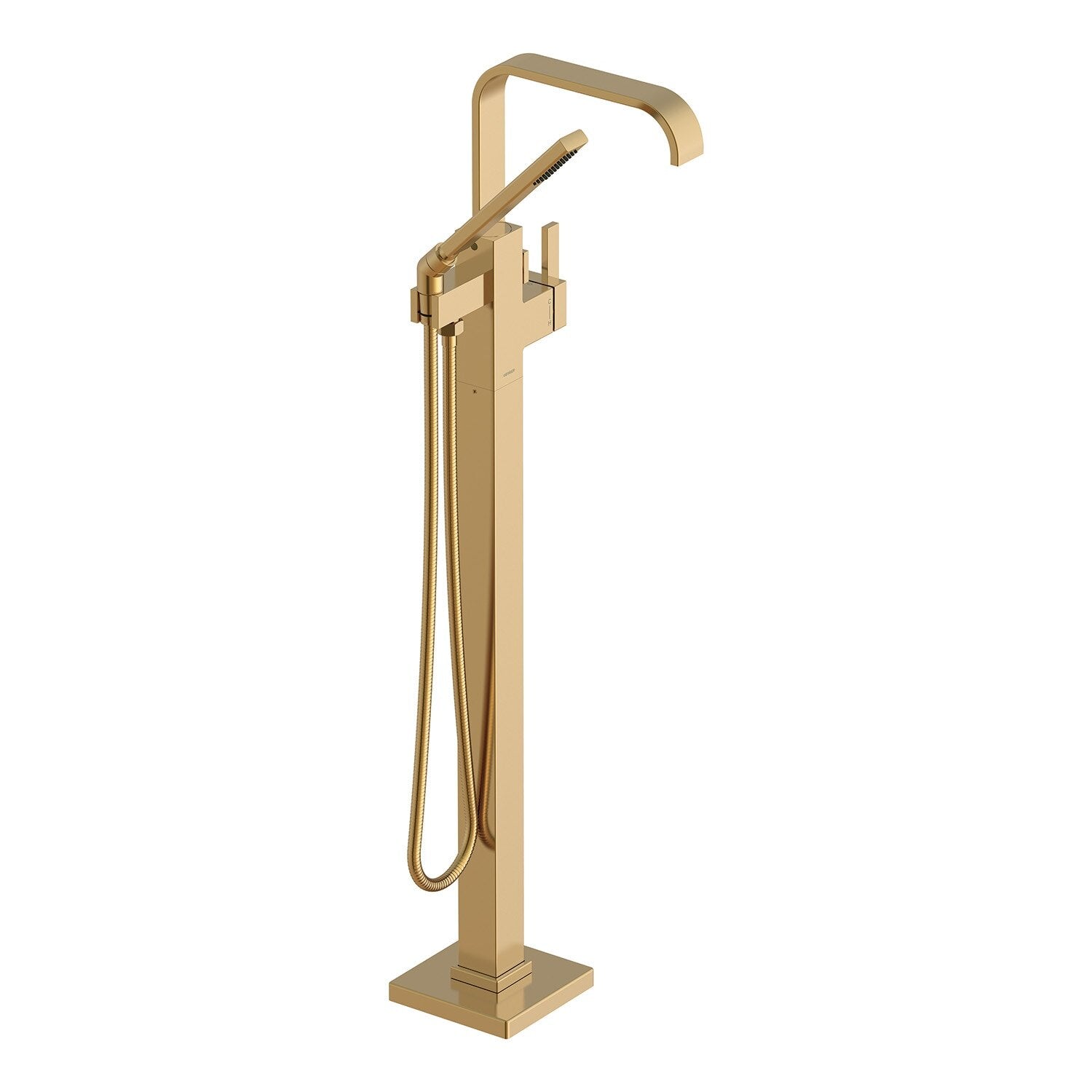 Square Floor Mount Tub Filler Trim Kit with Handshower