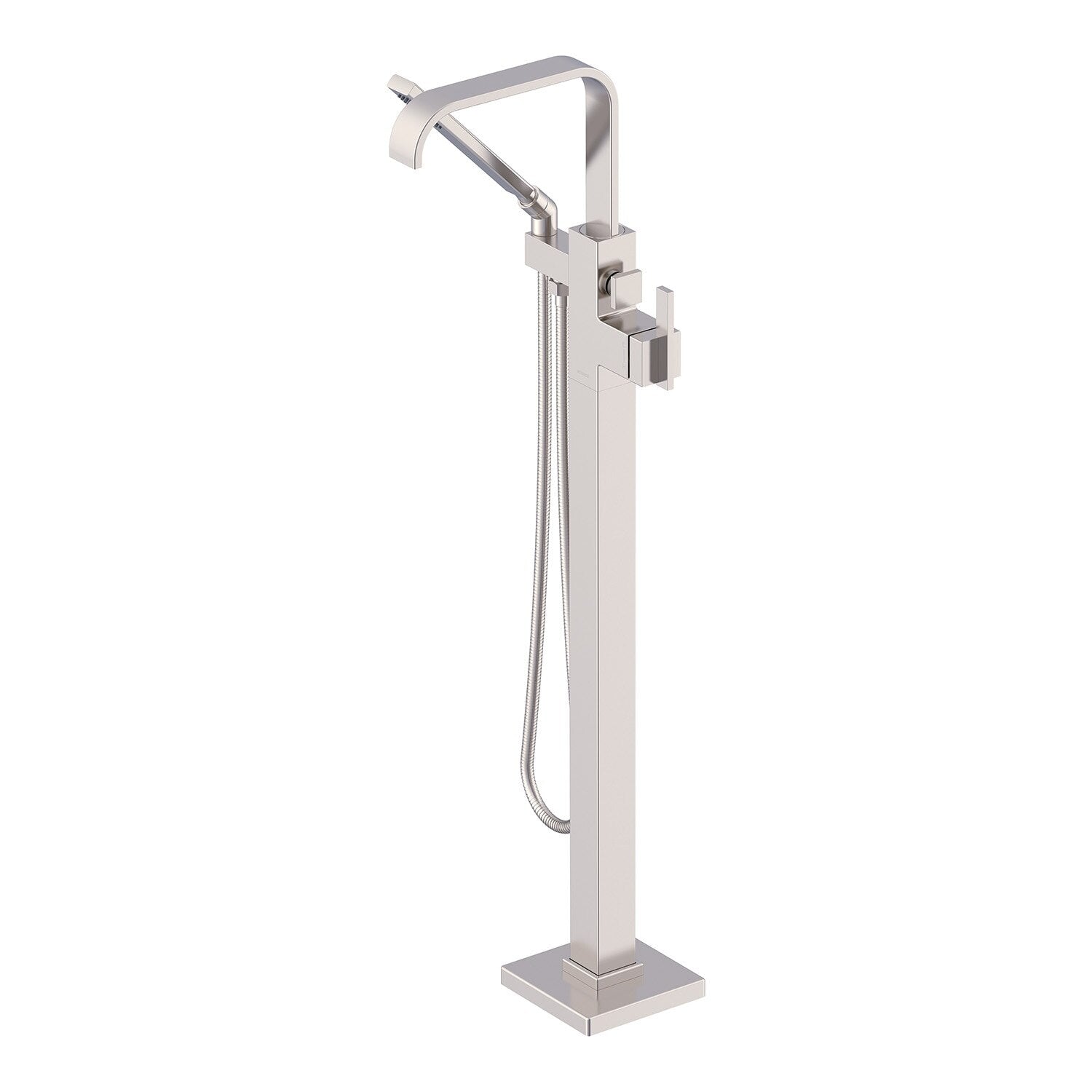 Square Floor Mount Tub Filler Trim Kit with Handshower