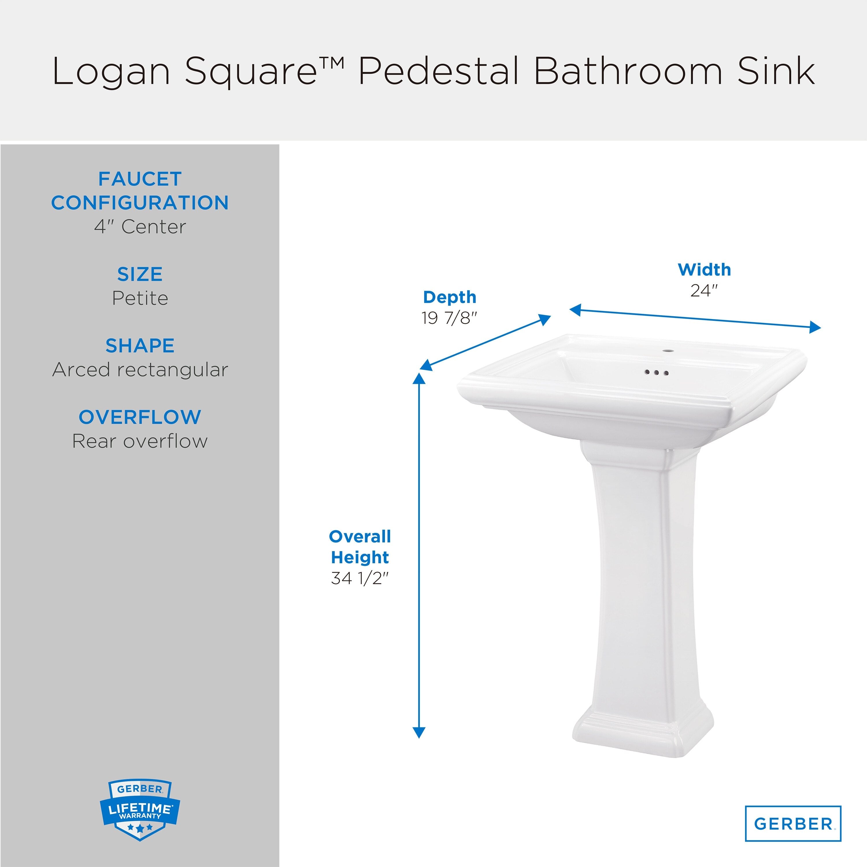 Logan Square™ 4" Centers Petite Pedestal Bathroom Sink