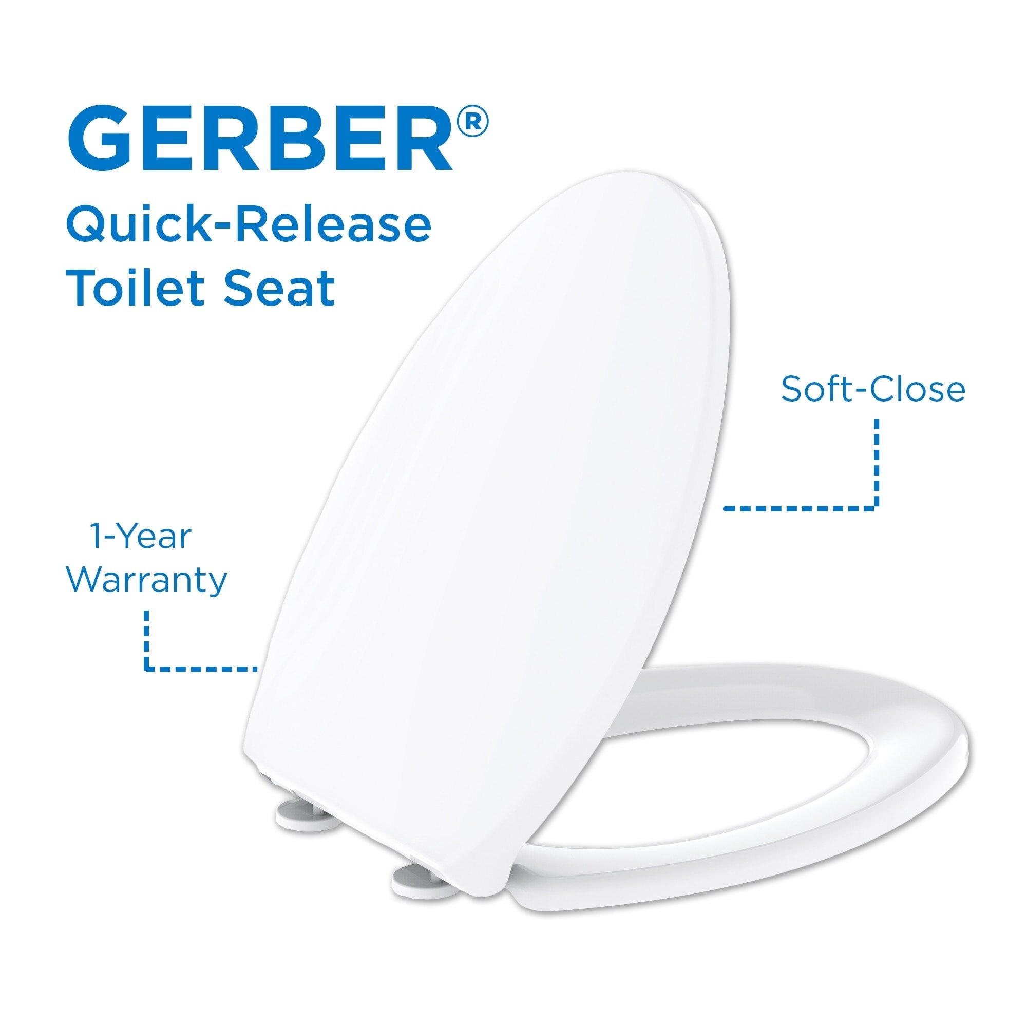 Soft-Close, Quick-Release Elongated Toilet Seat with Cover