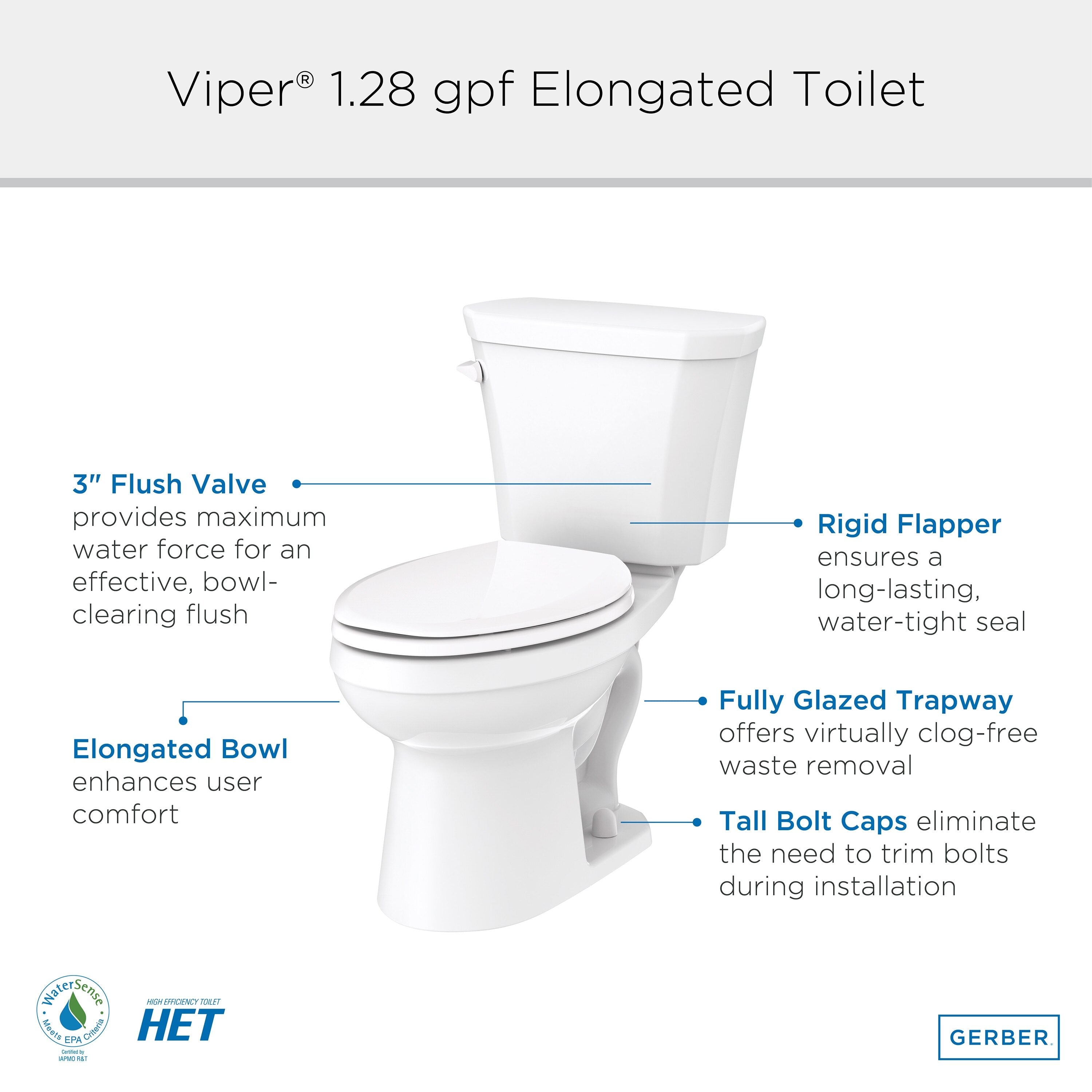 Viper® 1.28 gpf 12” Rough-In Two-Piece Elongated Toilet