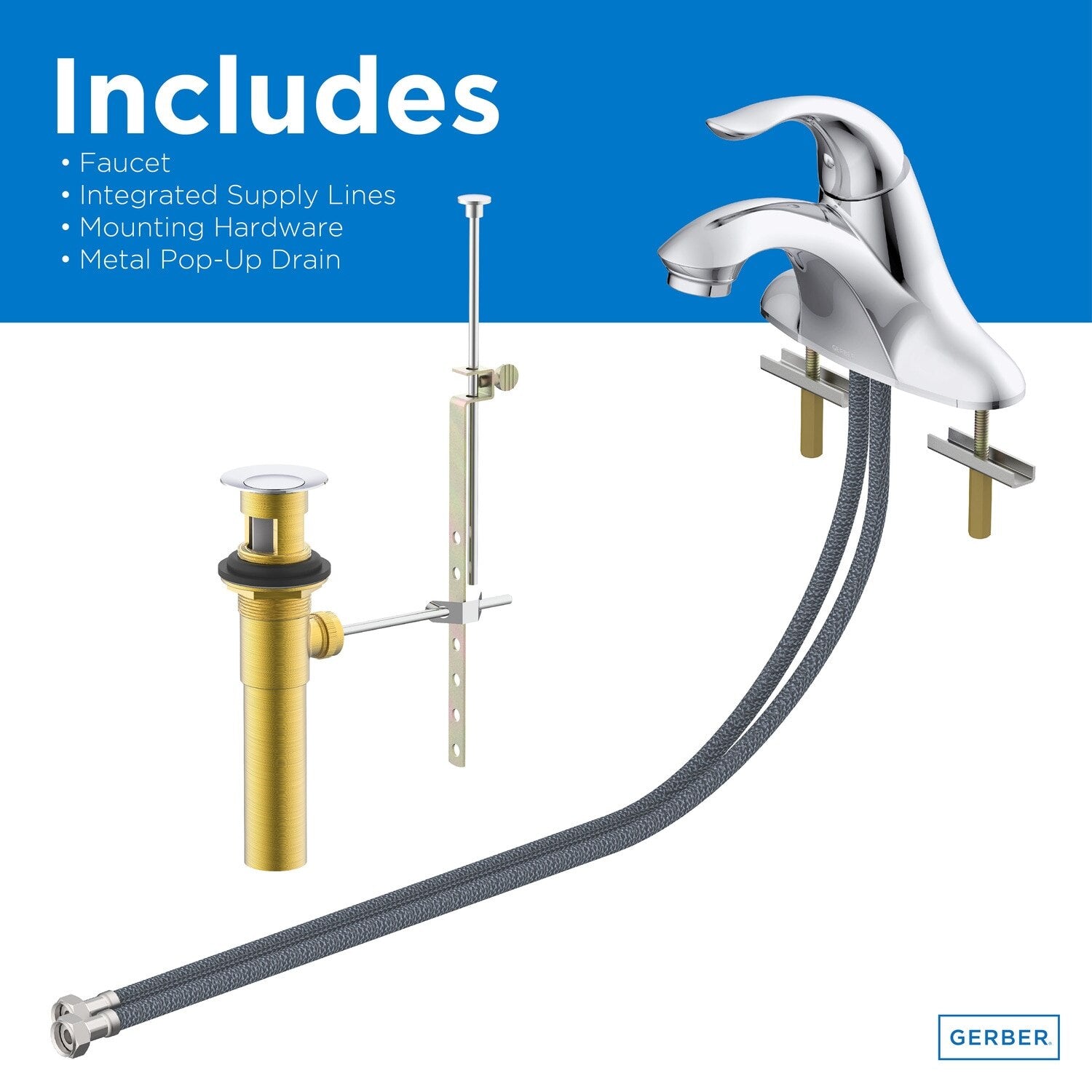 Viper™ Single Handle Centerset Bathroom Faucet with Metal Pop-Up Drain