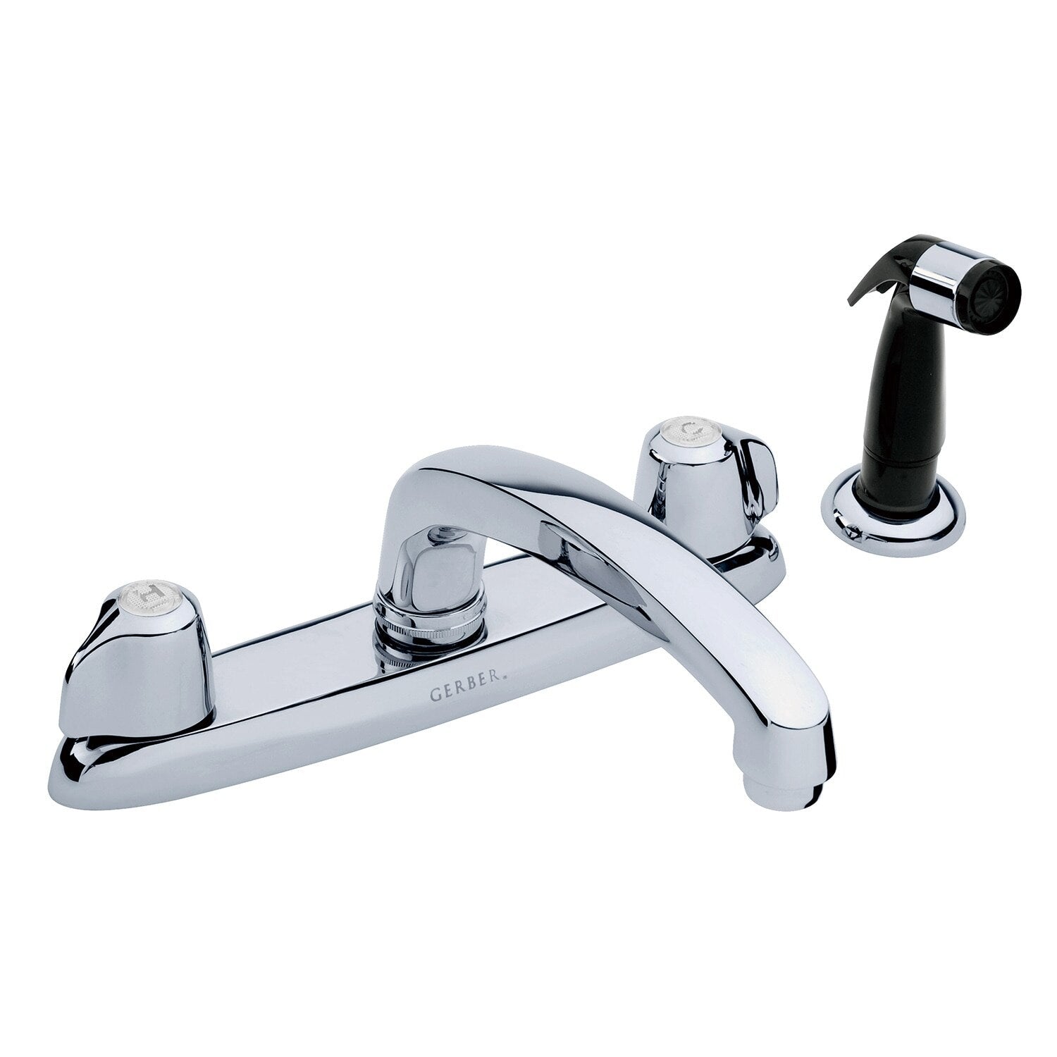 Gerber Classics™ Two Handle Cover Plate Mounted Kitchen Faucet with Metal Blade Handles and Sidespray