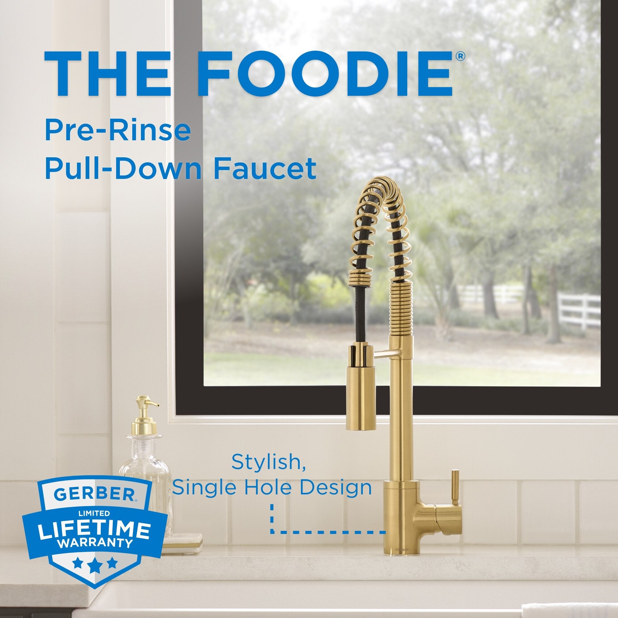 The Foodie® Pre-Rinse Single Handle Pull-Down Kitchen Faucet