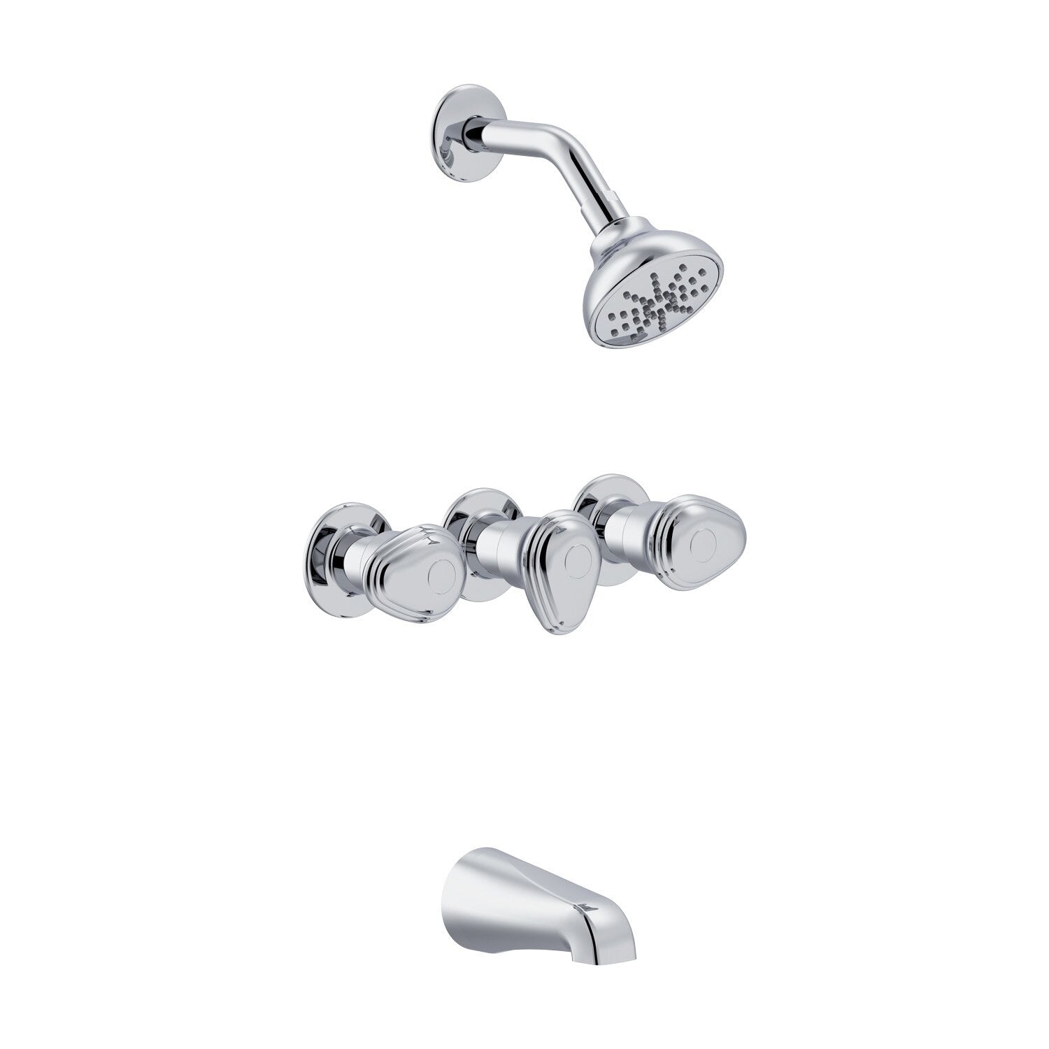 Gerber Hardwater™ Three Handle Threaded Escutcheon Tub & Shower Fitting with IPS/Sweat Connections & Slip Spout