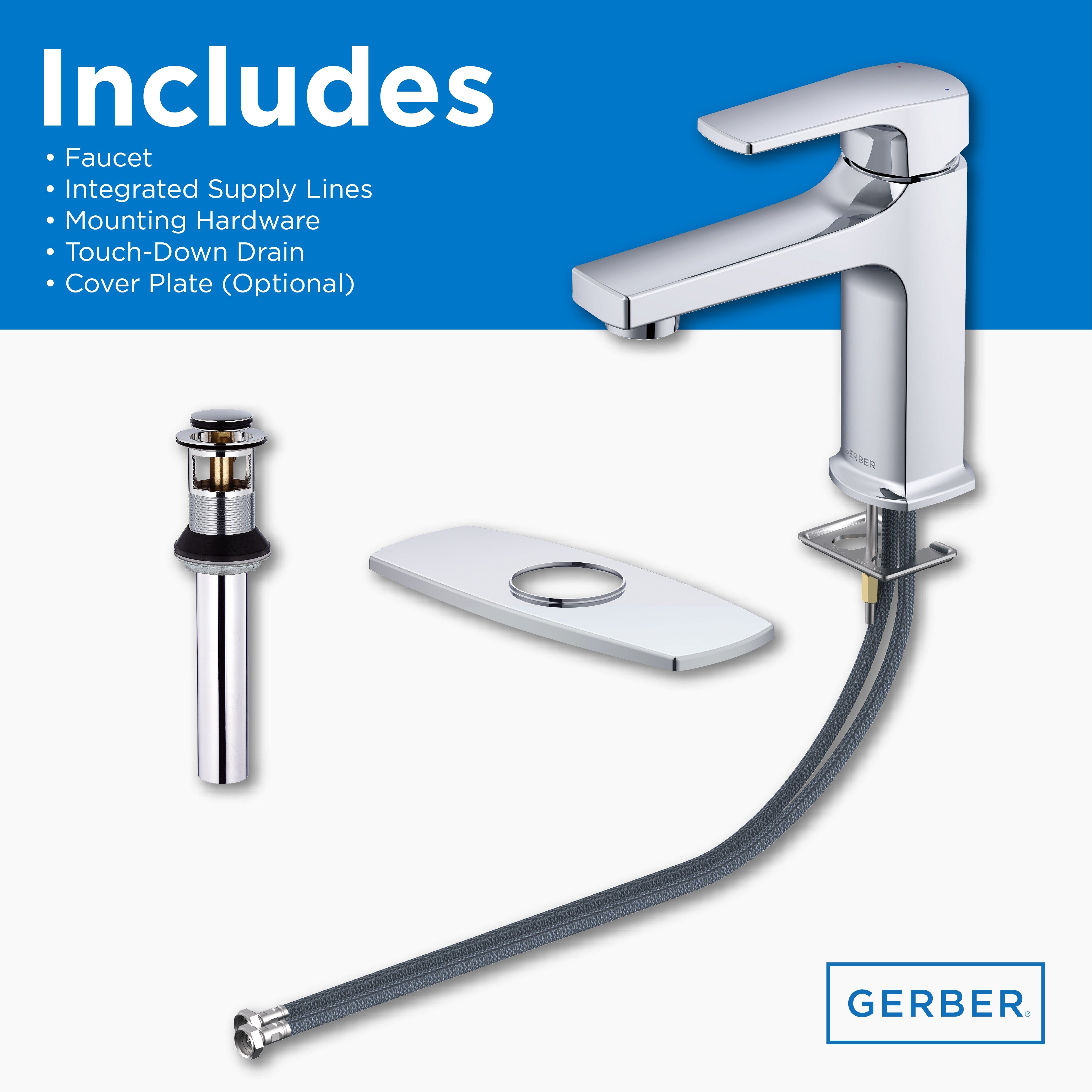 Tribune® Single Handle Bathroom Faucet with Metal Touch-Down Drain