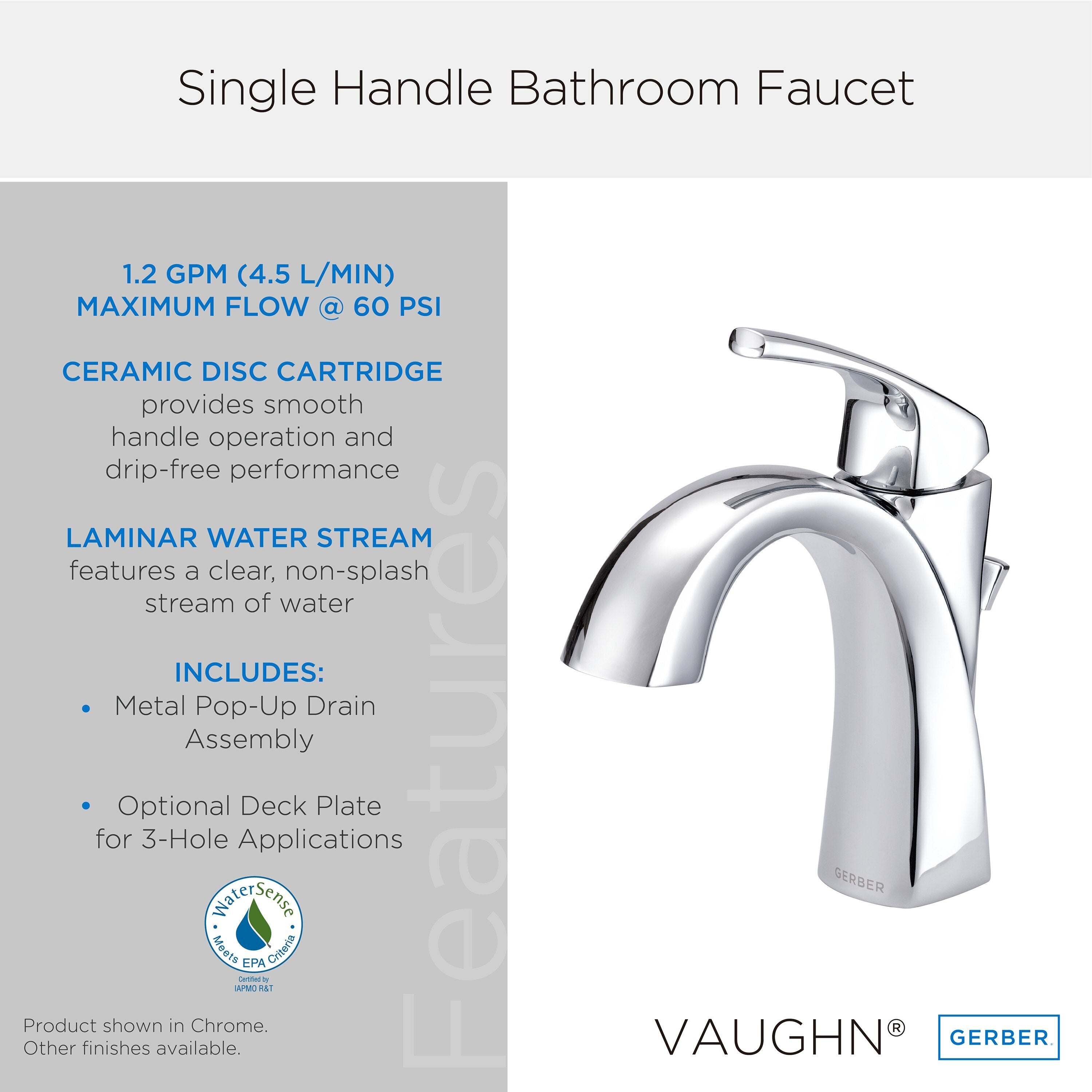Vaughn® Single Handle Bathroom Faucet  with Metal Pop-Up Drain