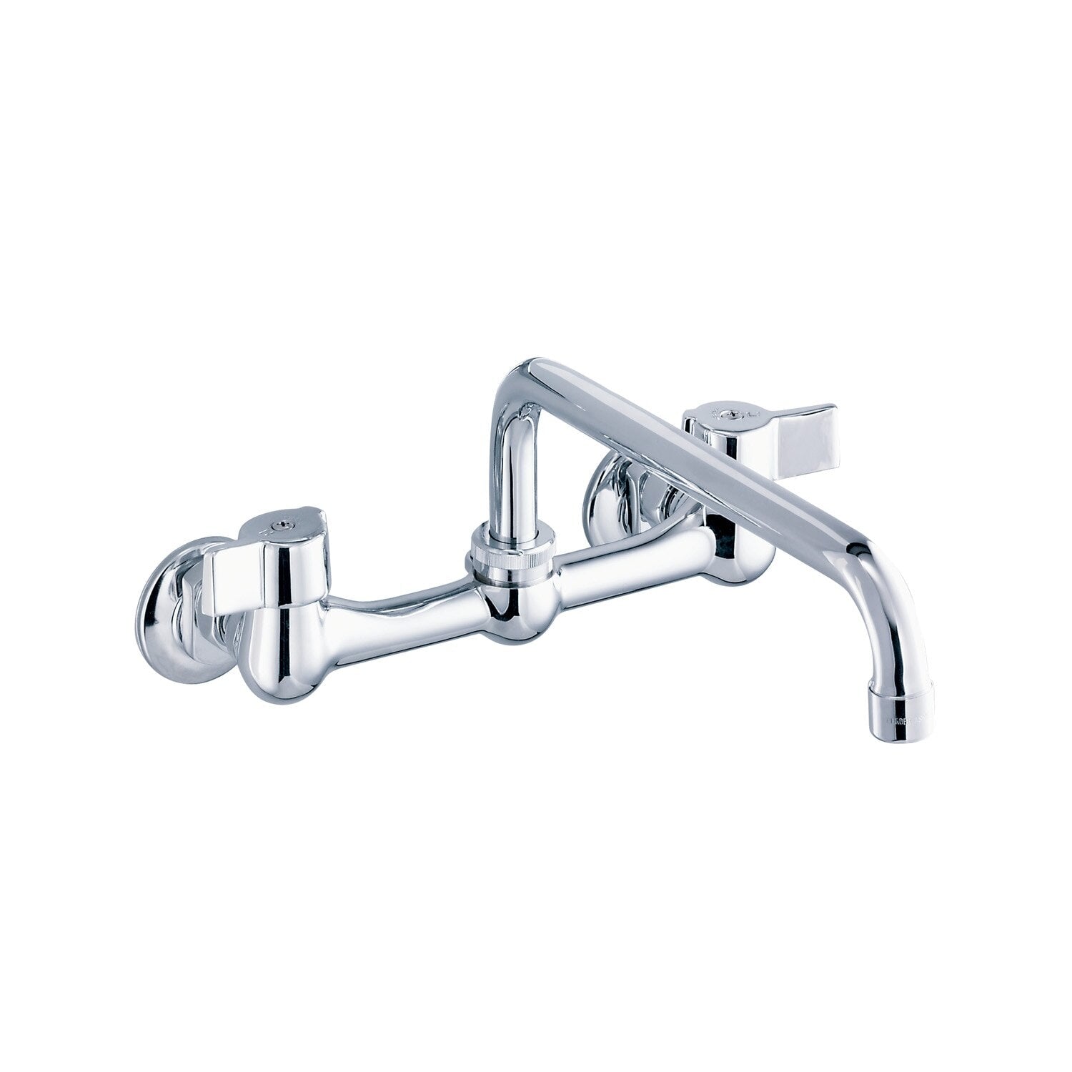 Gerber Classics™ Two Handle Wall Mount Kitchen Faucet with Metal Handles and 8" Swing Spout