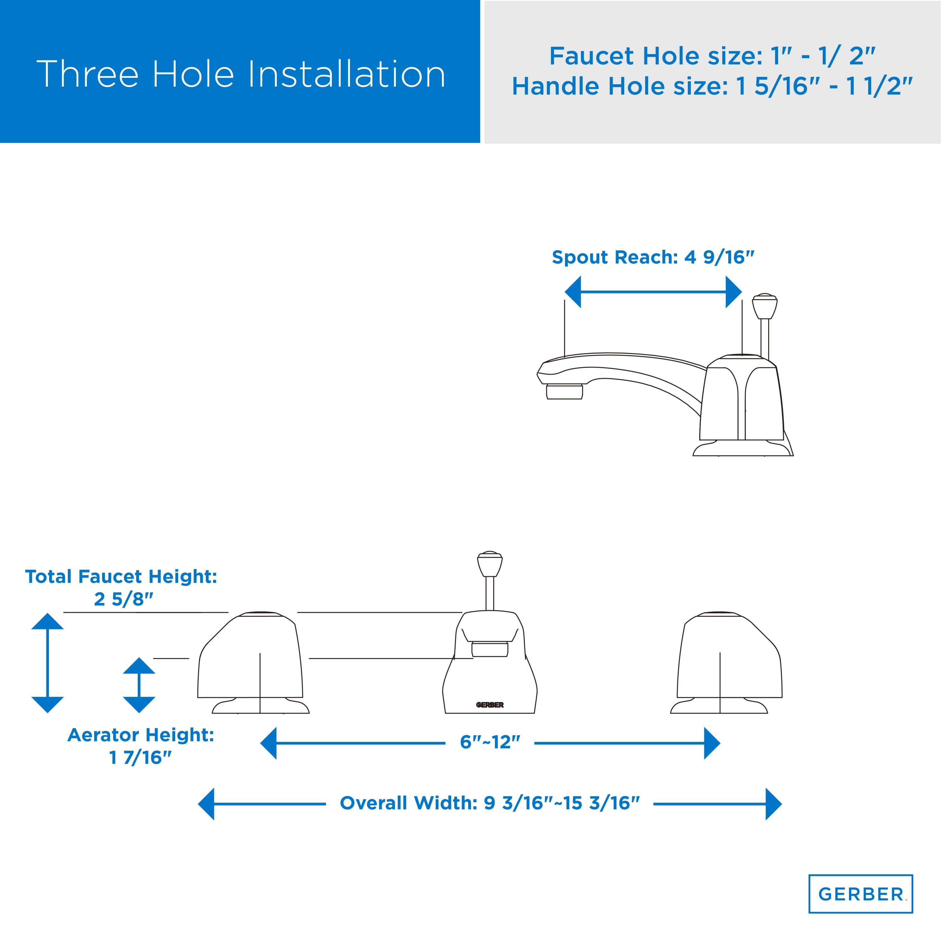Gerber Classics™ Two Handle Widespread Bathroom Faucet with Metal Pop-Up Drain and Flex Connections