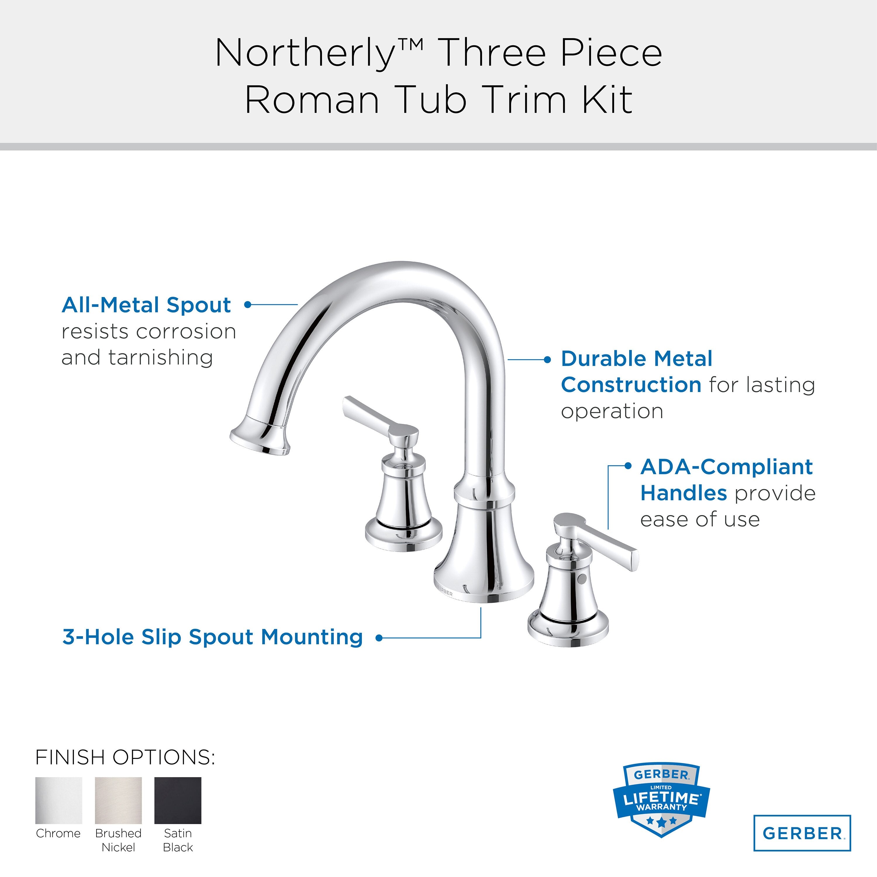 Northerly™ Three Piece Roman Tub Trim Kit