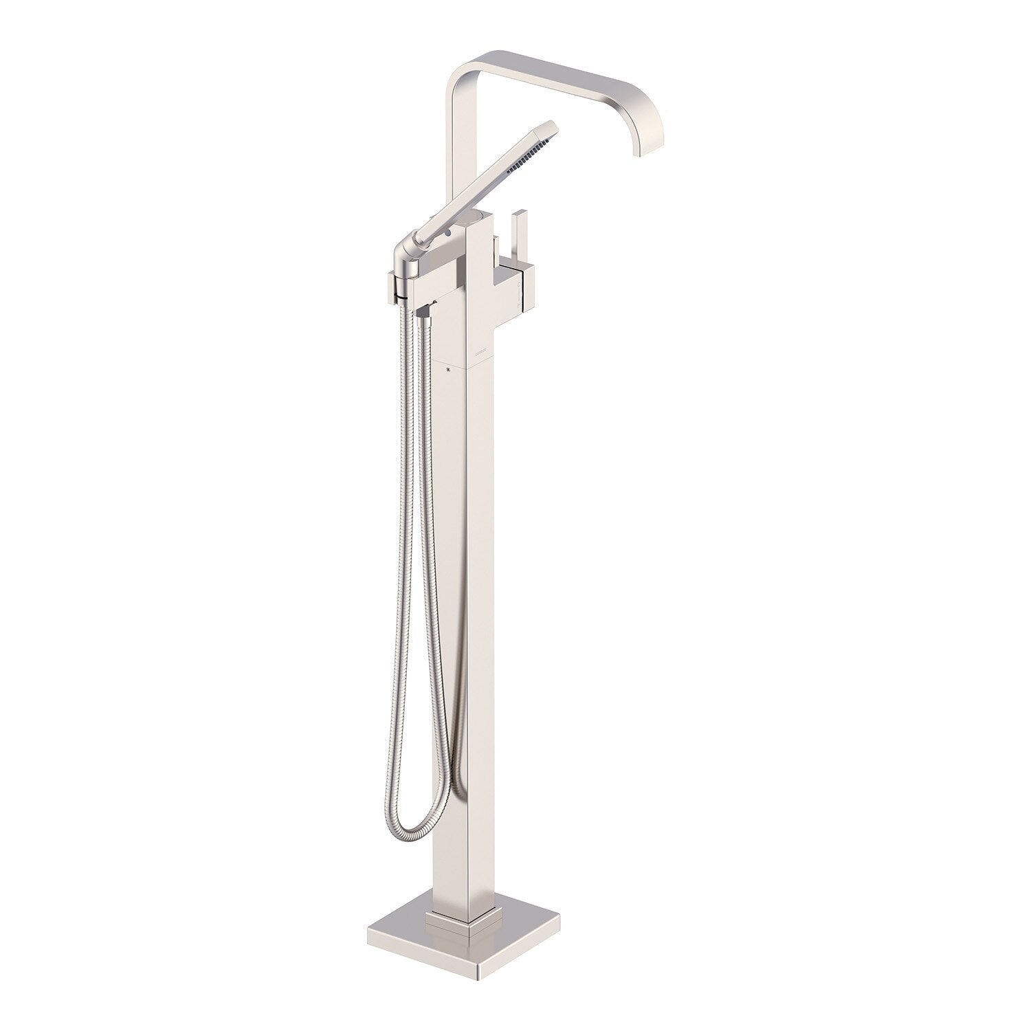 Square Floor Mount Tub Filler Trim Kit with Handshower