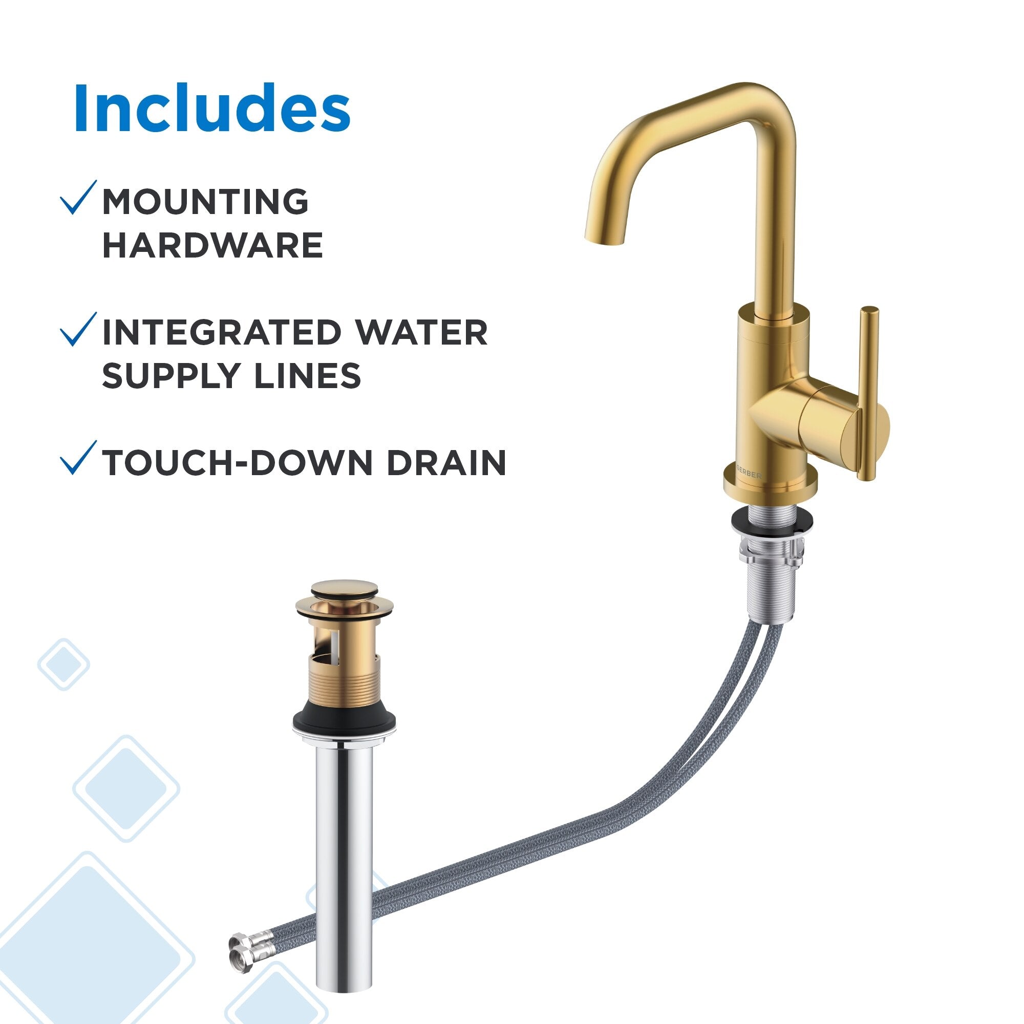 Parma® Single Handle Bathroom Faucet with Metal Touch-Down Drain