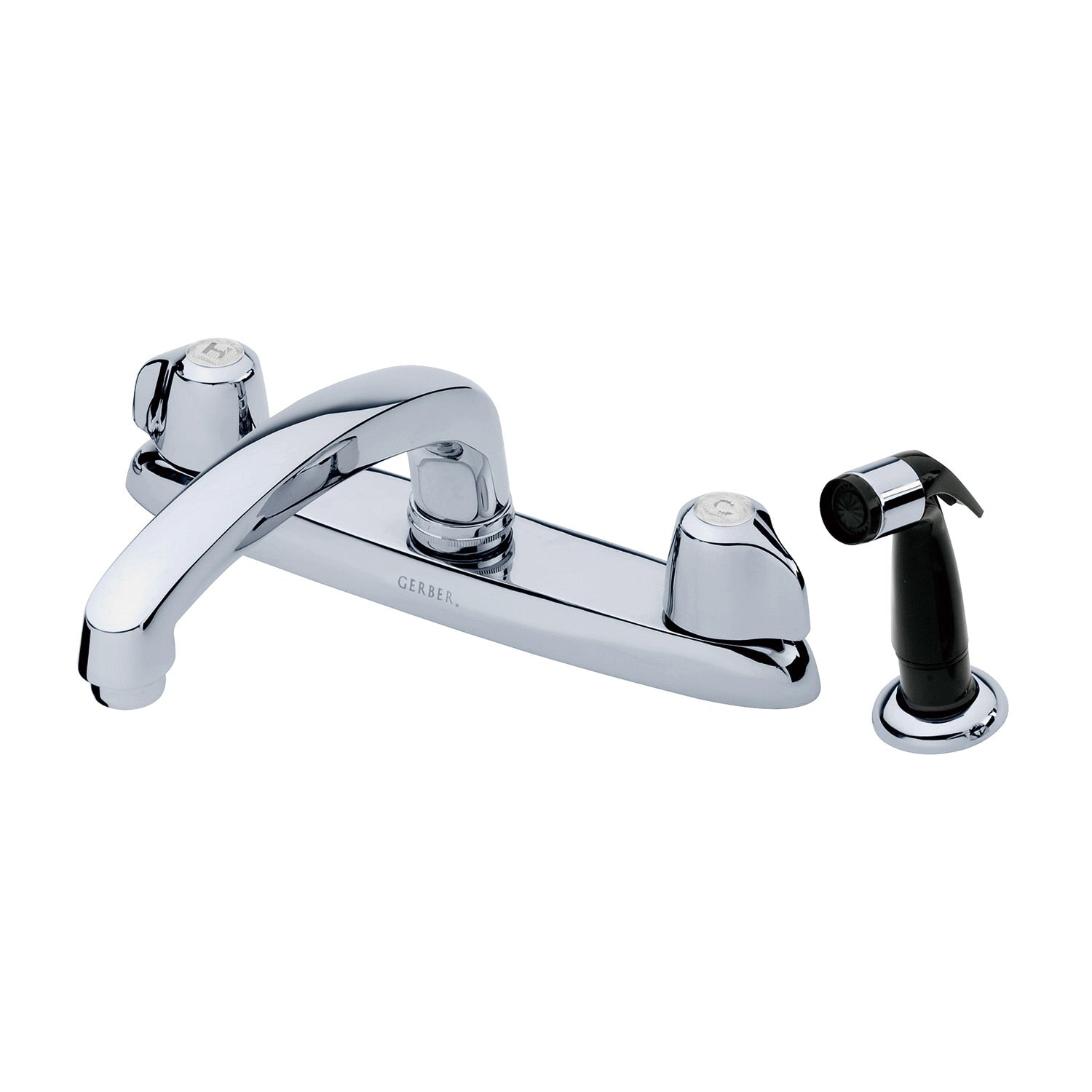 Gerber Classics™ Two Handle Cover Plate Mounted Kitchen Faucet with Metal Blade Handles and Sidespray