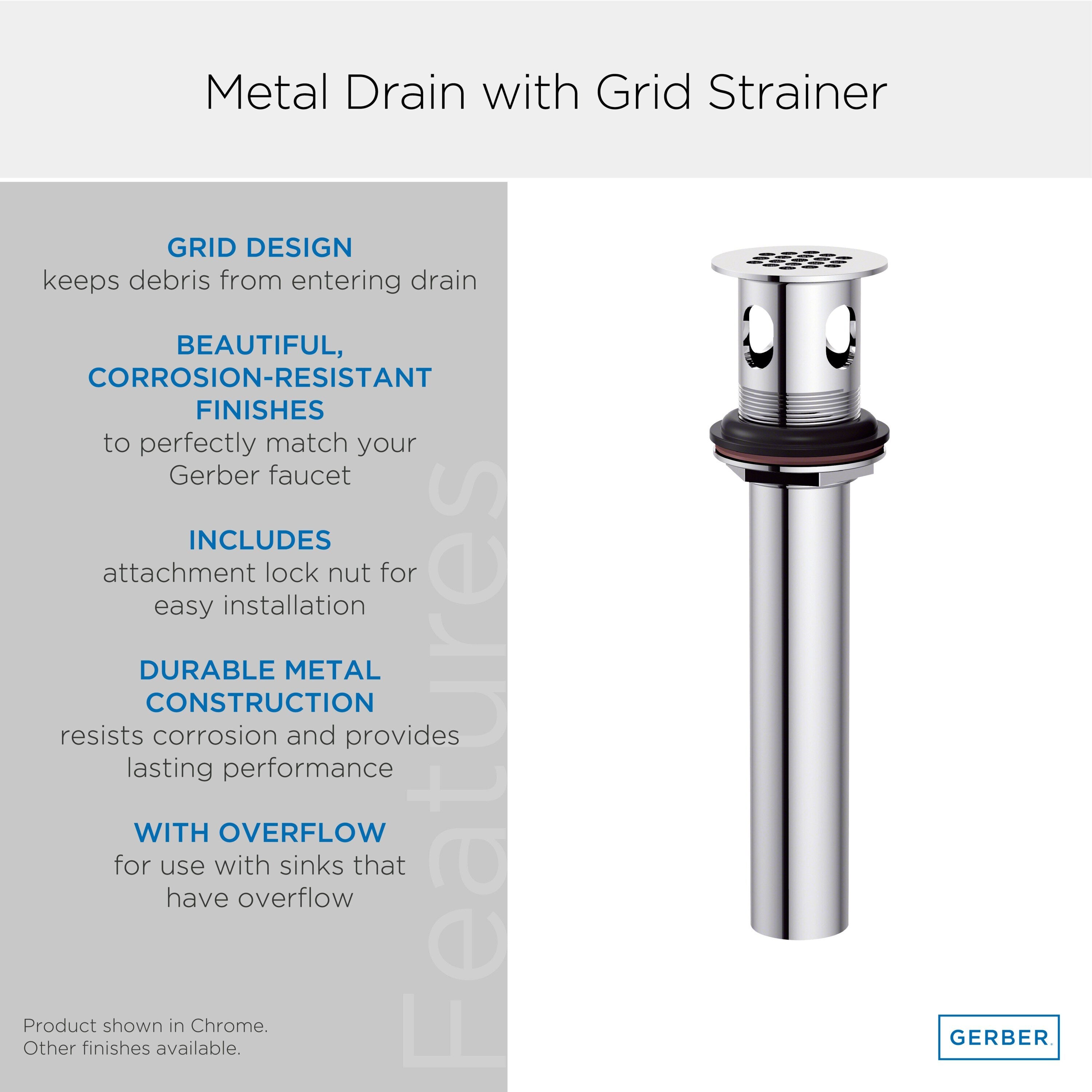 1 1/4" Metal Grid Strainer Assembly with Overflow