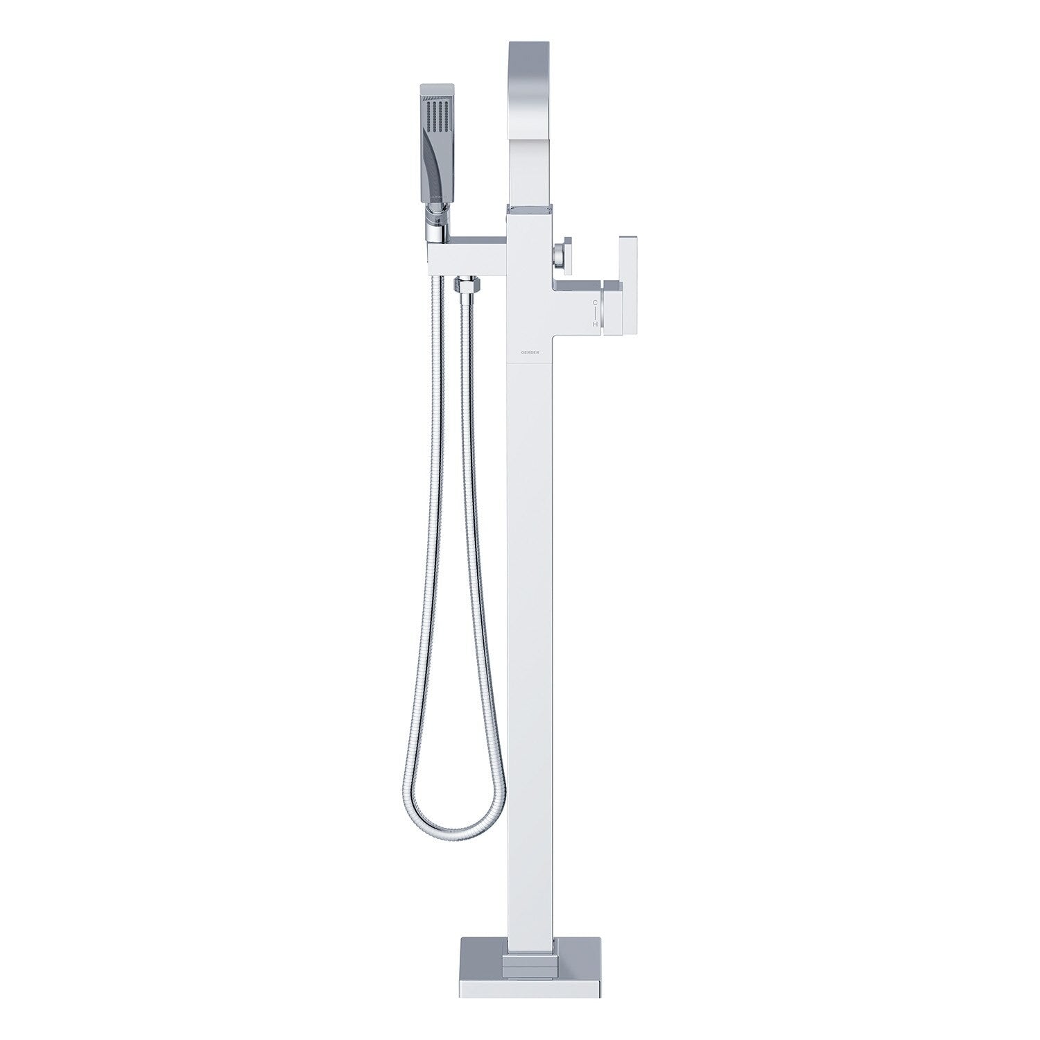Square Floor Mount Tub Filler Trim Kit with Handshower