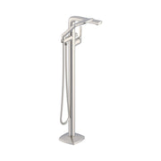 Transitional Floor Mount Tub Filler Trim Kit with Soft Square Handshower 1.75gpm