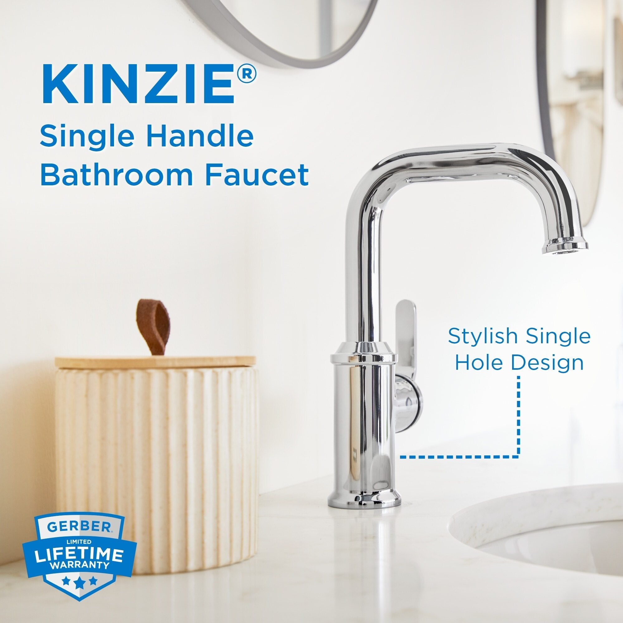 Kinzie® Single Handle Bathroom Faucet with Metal Touch-Down Drain