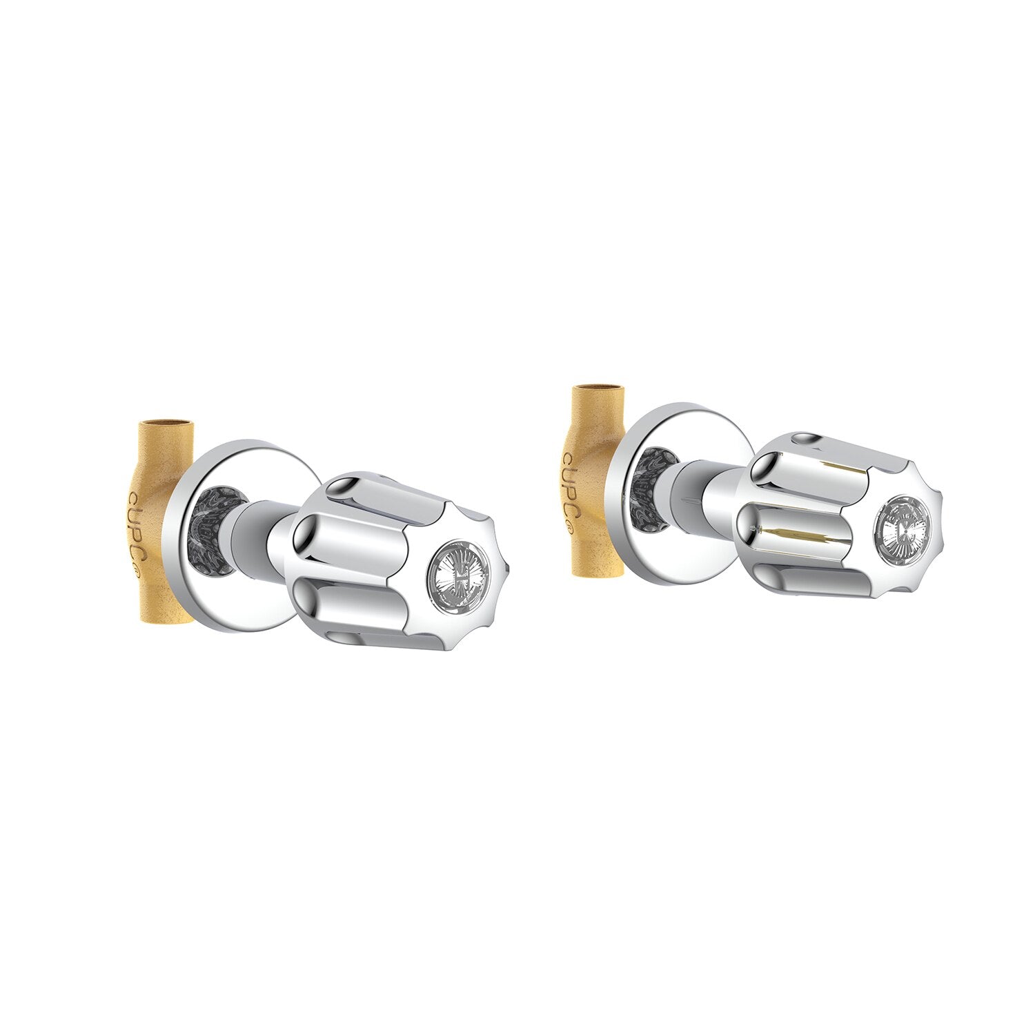 Gerber Classics™ Straight Pattern Trim & Compression Valves with 1/2" Sweat Connections, Metal Fluted Handles, Hot & Cold Stems