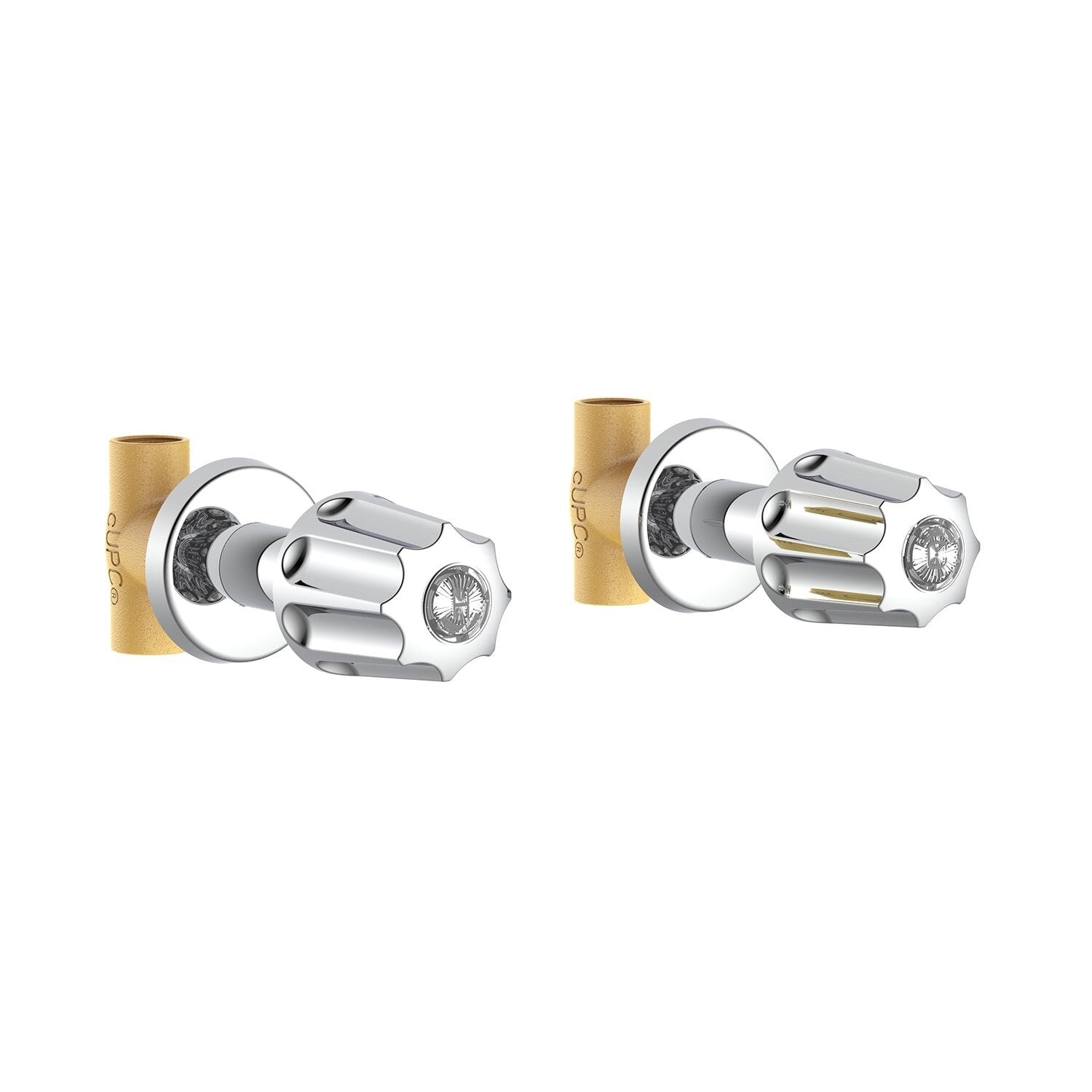 Gerber Classics™ Straight Pattern Trim & Compression Valves with 3/4" Sweat Connections, Metal Fluted Handles, Hot & Cold Stems