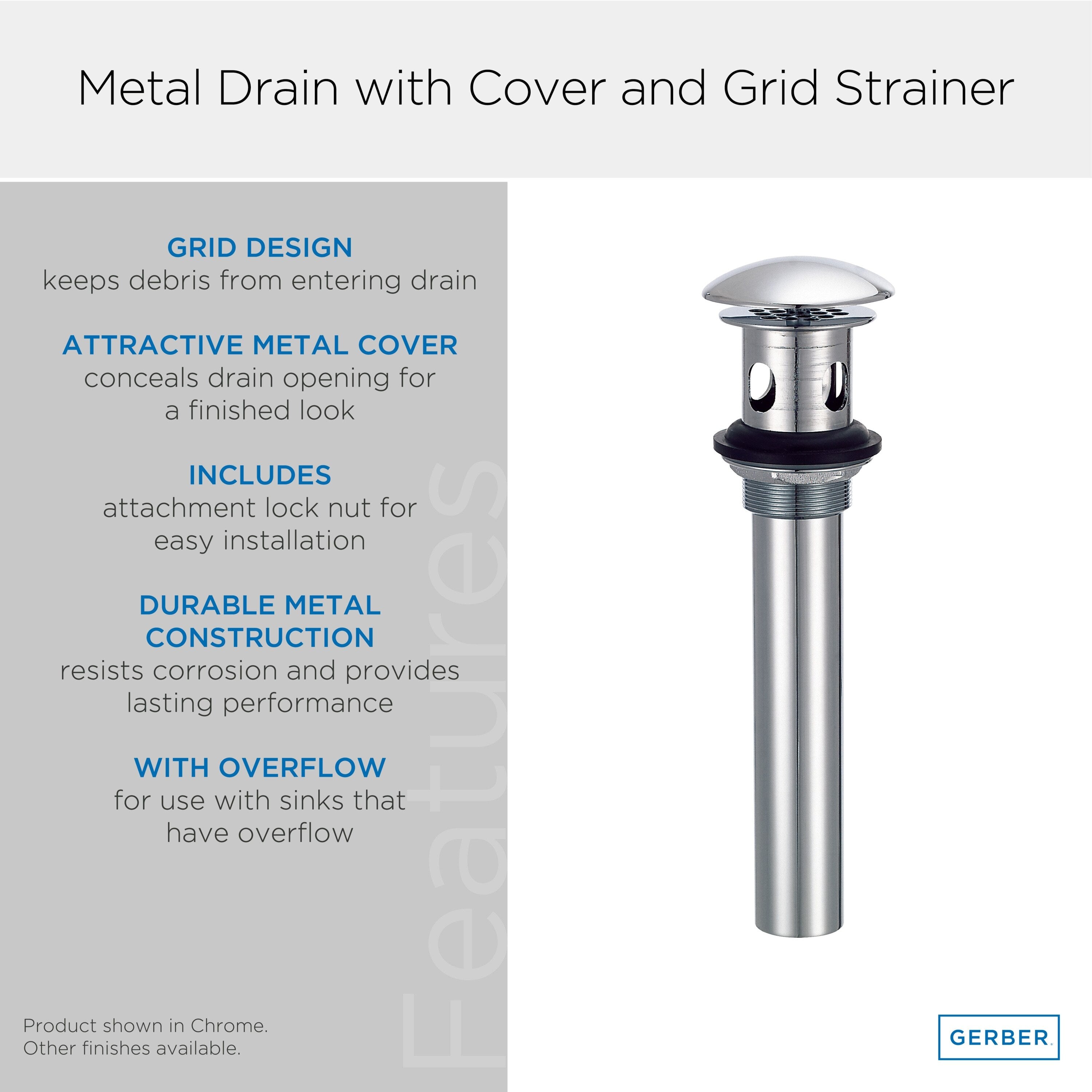 1 1/4" Drain with Overflow with Cover & Grid Strainer
