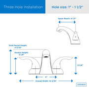 Viper™ Two Handle Centerset Bathroom Faucet with Metal Touch-Down Drain