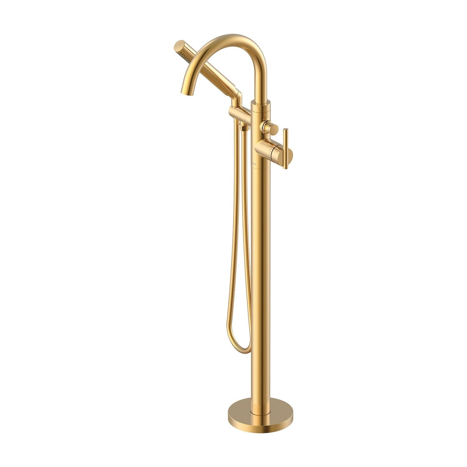 Contemporary Floor Mount Tub Filler Trim Kit with Handshower