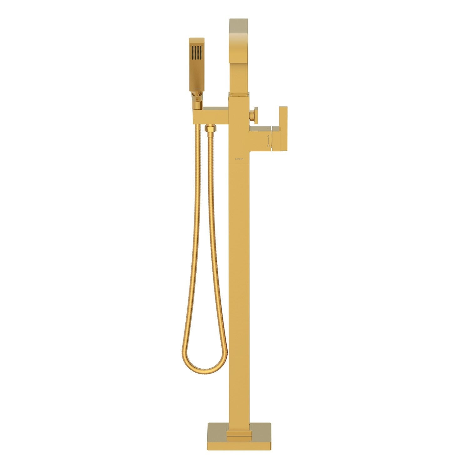 Square Floor Mount Tub Filler Trim Kit with Handshower