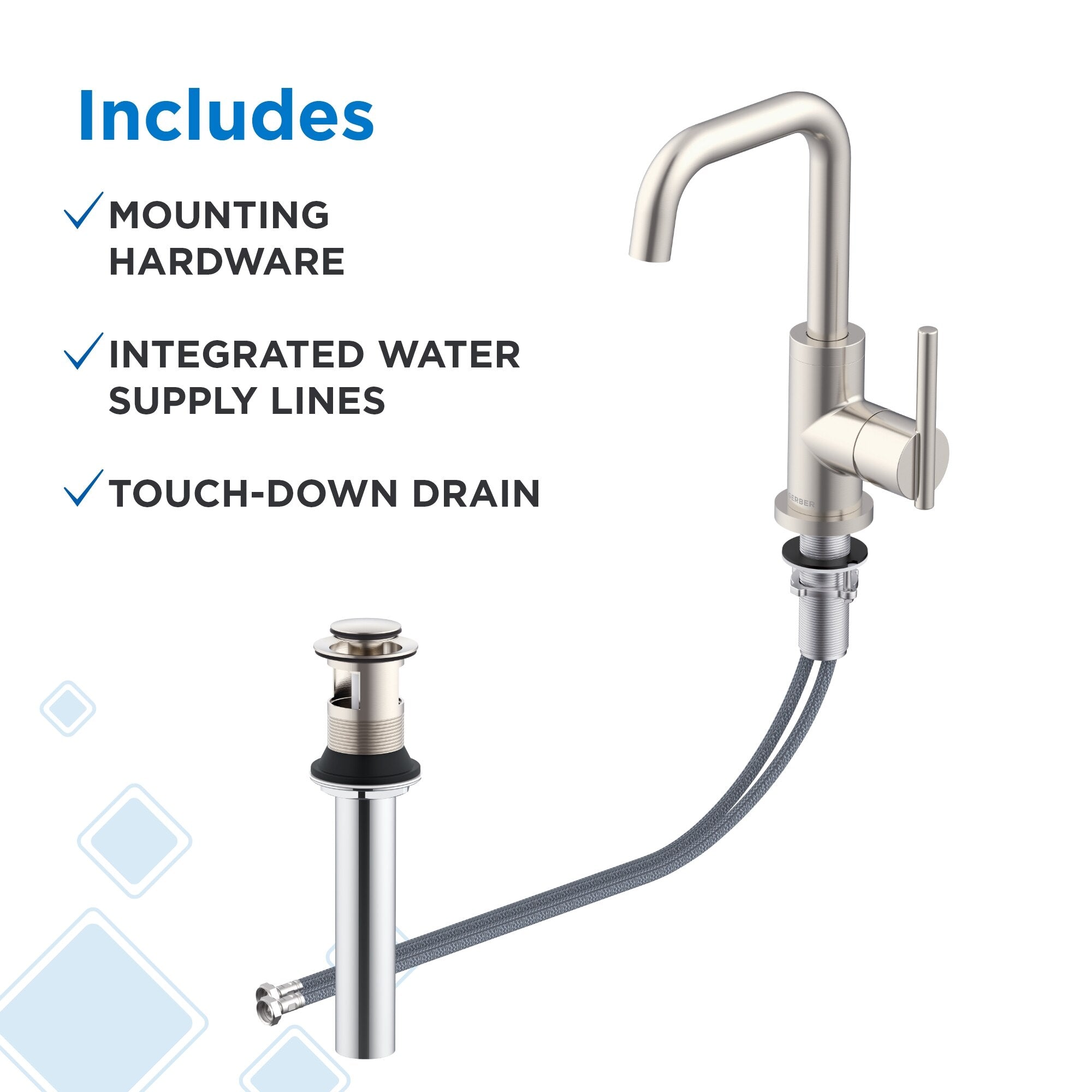 Parma® Single Handle Bathroom Faucet with Metal Touch-Down Drain