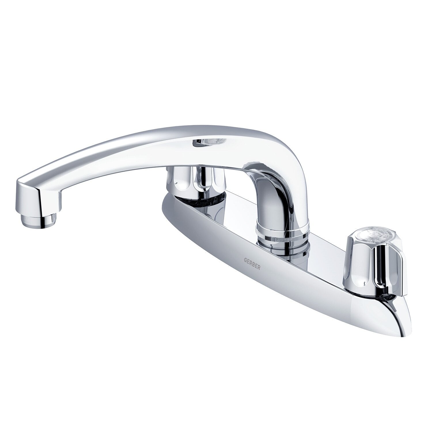 Gerber Classics™ Two Handle Cover Plate Mounted Kitchen Faucet with Metal Fluted Handles
