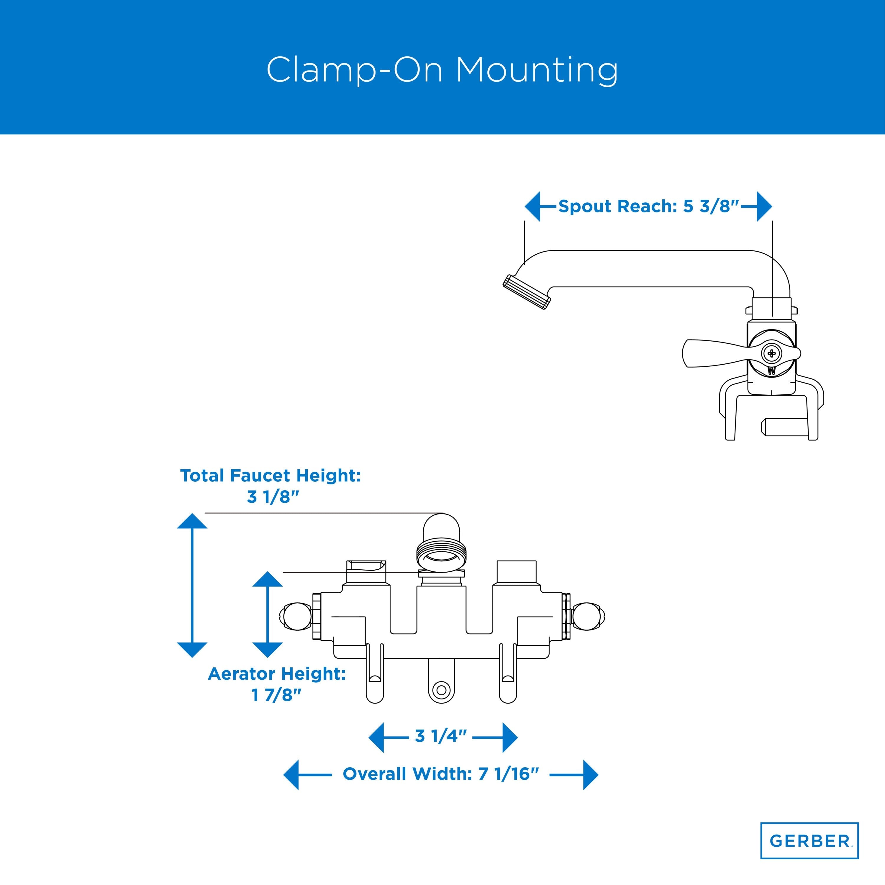 Gerber Classics™ Two Handle Clamp On Laundry Faucet with Metal Lever Handles, Direct Sweat Connections, and Threaded Spout