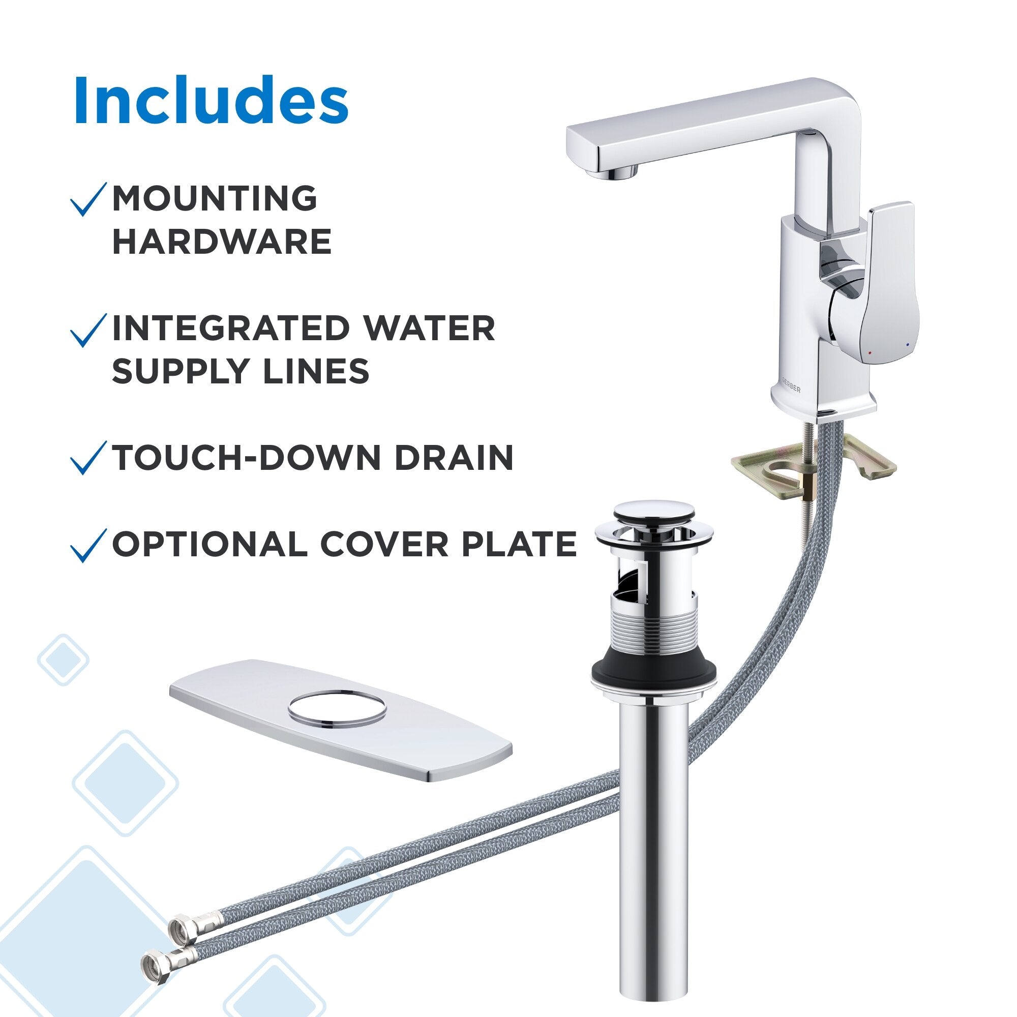 Gerber Tribune® Single Handle Side Control Bathroom Faucet with Metal Touch-Down Drain