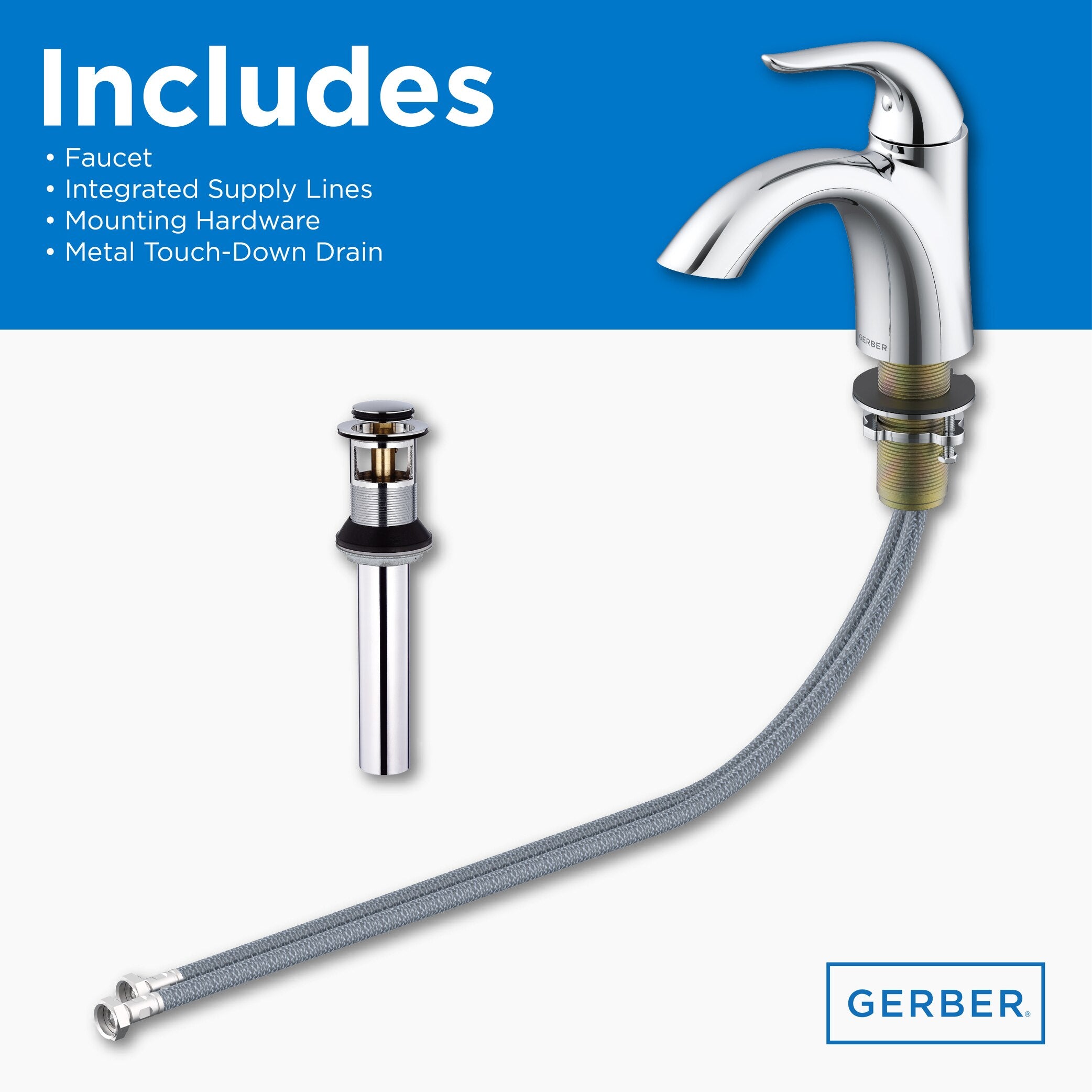 Viper™ Single Handle Bathroom Faucet with Metal Touch-Down Drain