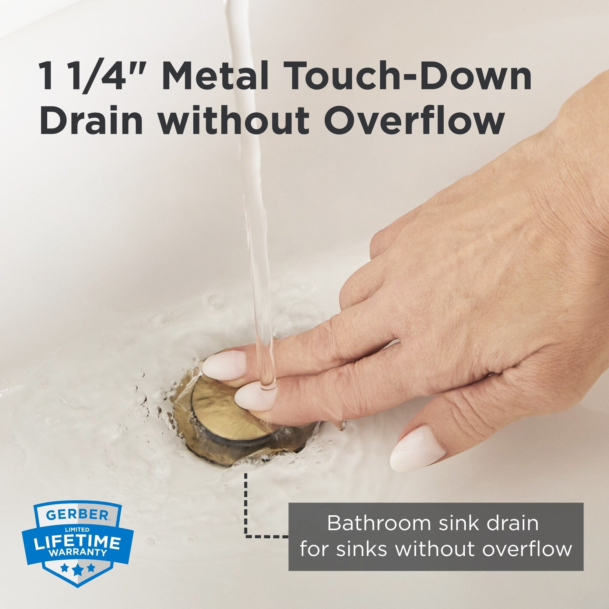 Gerber 1 1/4" Metal Touch-Down Drain Assembly without Overflow