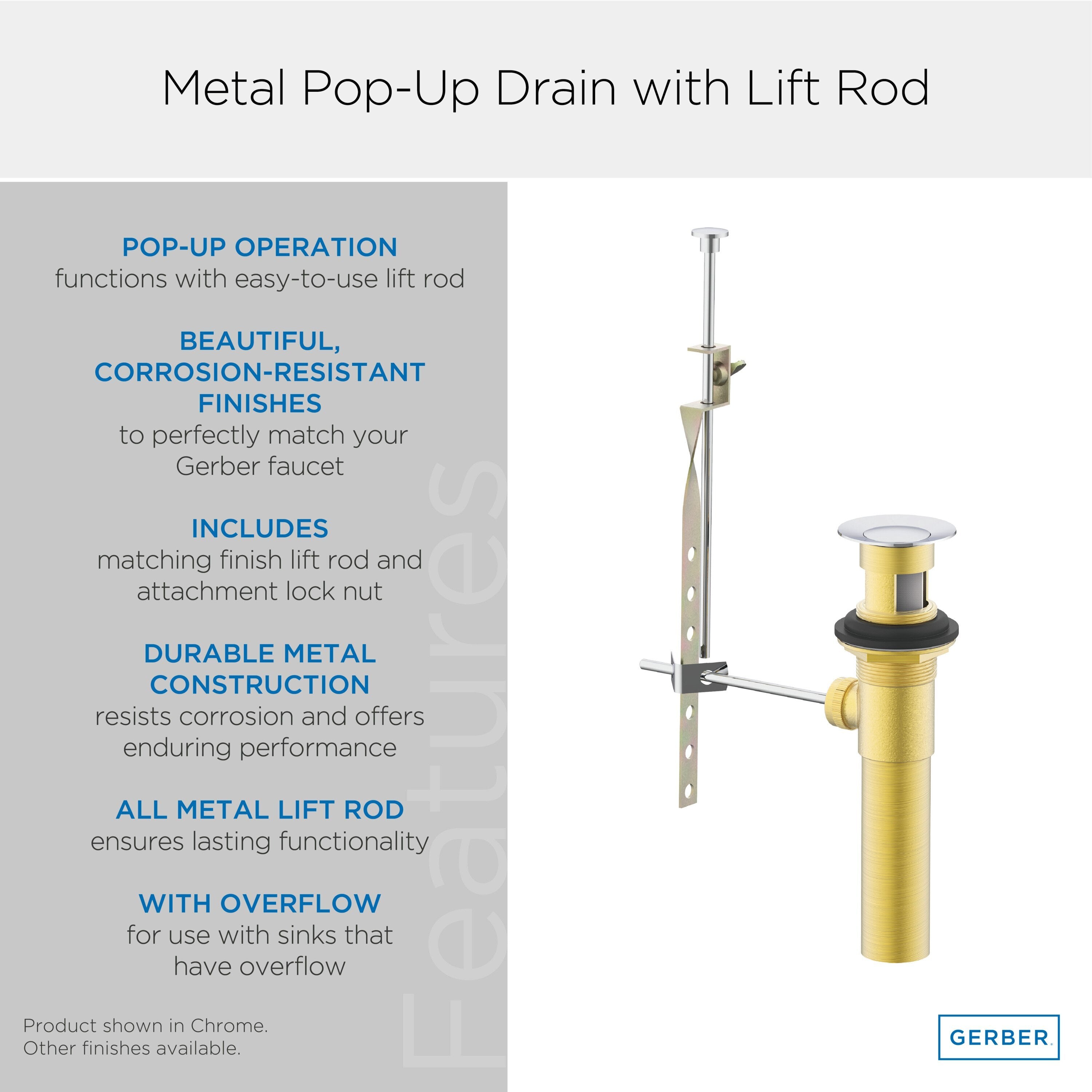 Gerber 1 1/4" Metal Pop-Up Drain Assembly with Lift Rod
