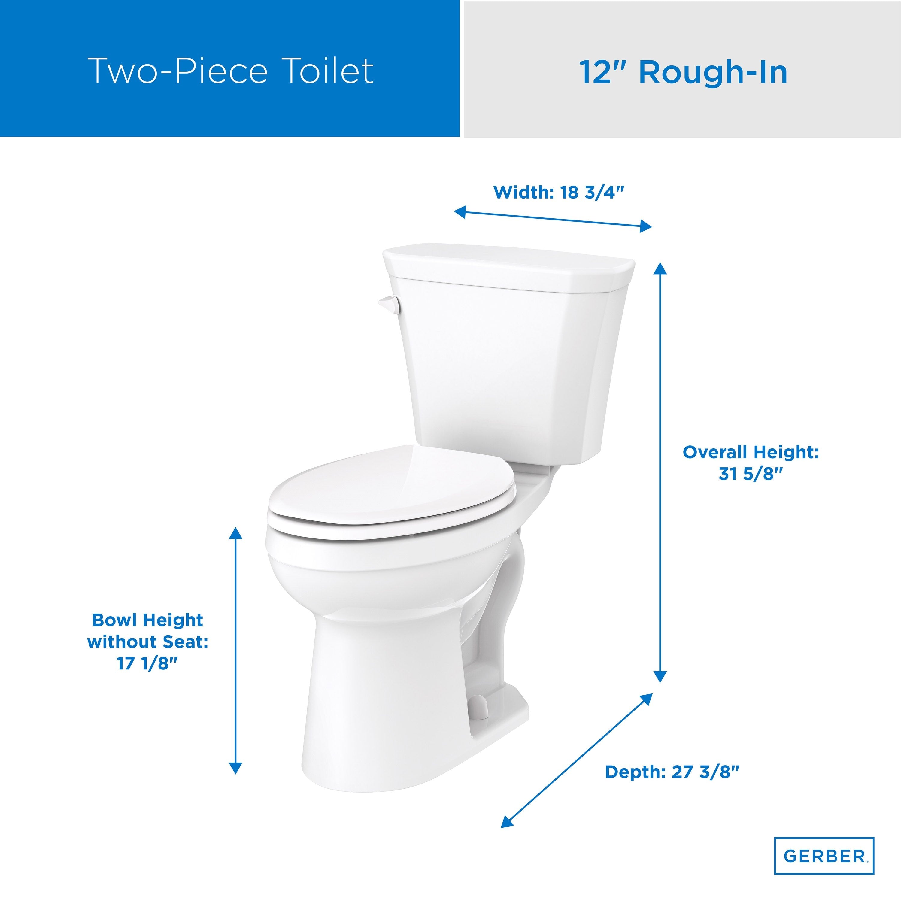 Viper® 1.28 gpf 12” Rough-In Two-Piece Compact Elongated ErgoHeight™ Toilet