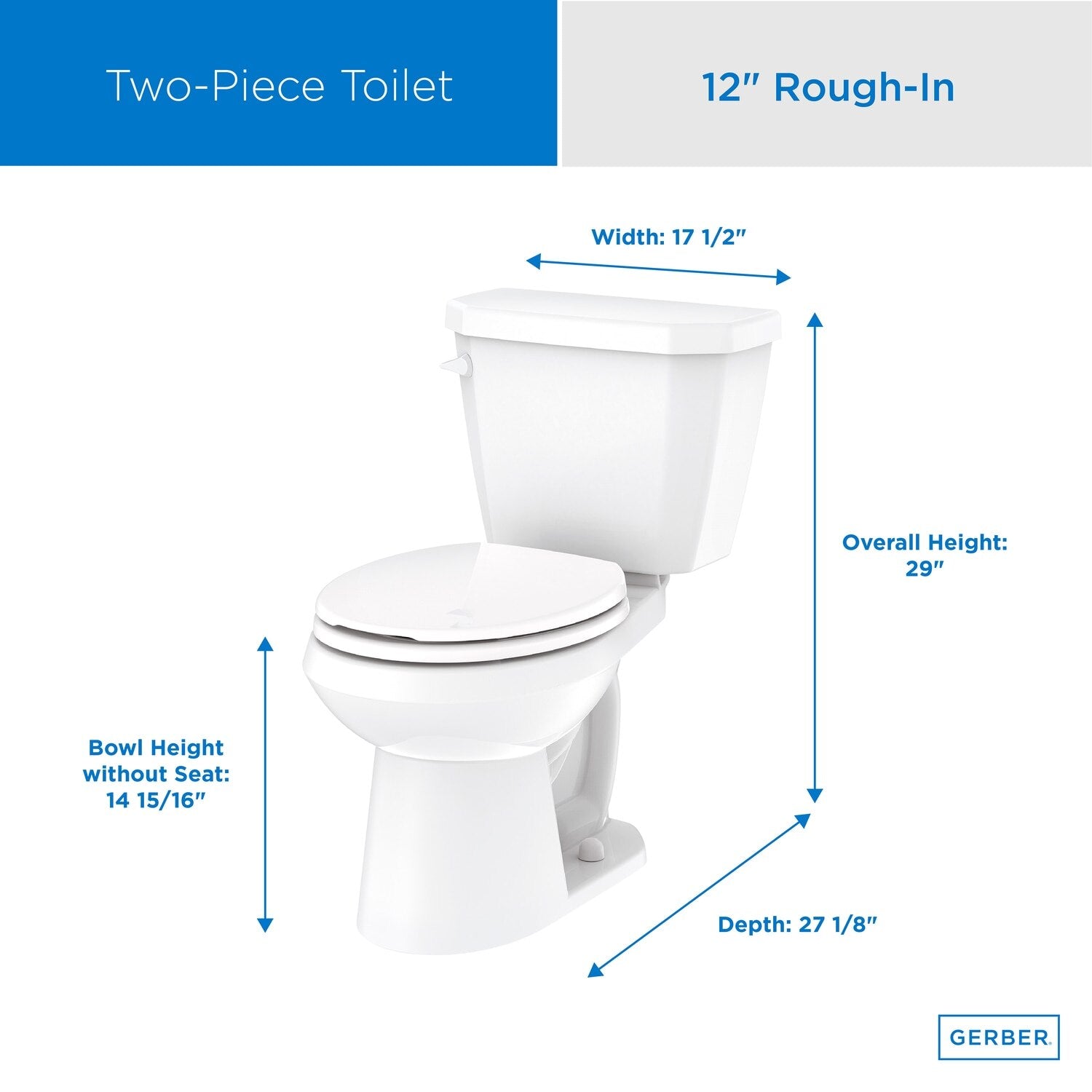 Viper® 0.8 gpf 12” Rough-In Two-Piece Round Front Toilet with Side Lever