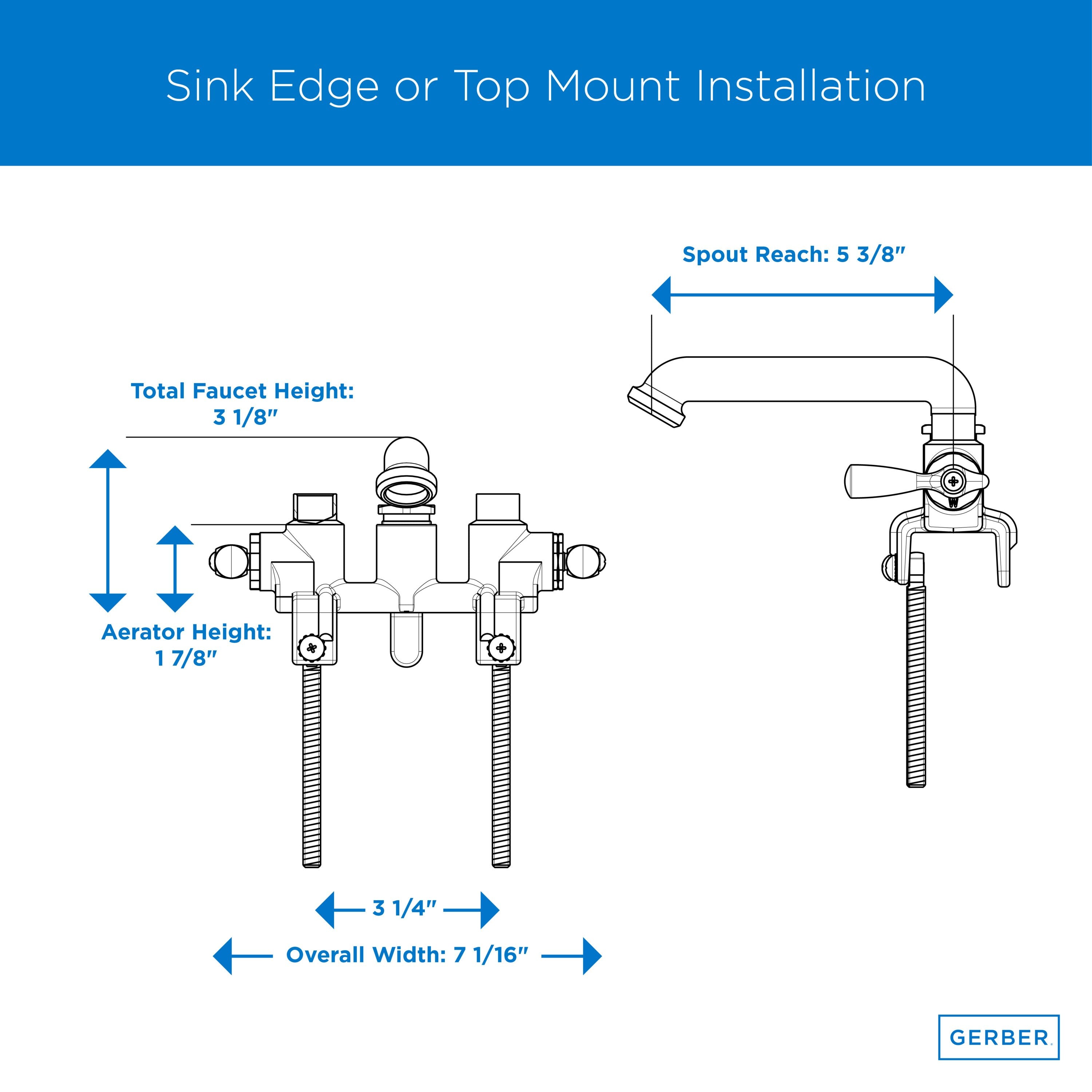 Gerber Classics™ Two Handle Laundry Faucet with Metal Lever Handles, Threaded Legs, and Direct Sweat Connections