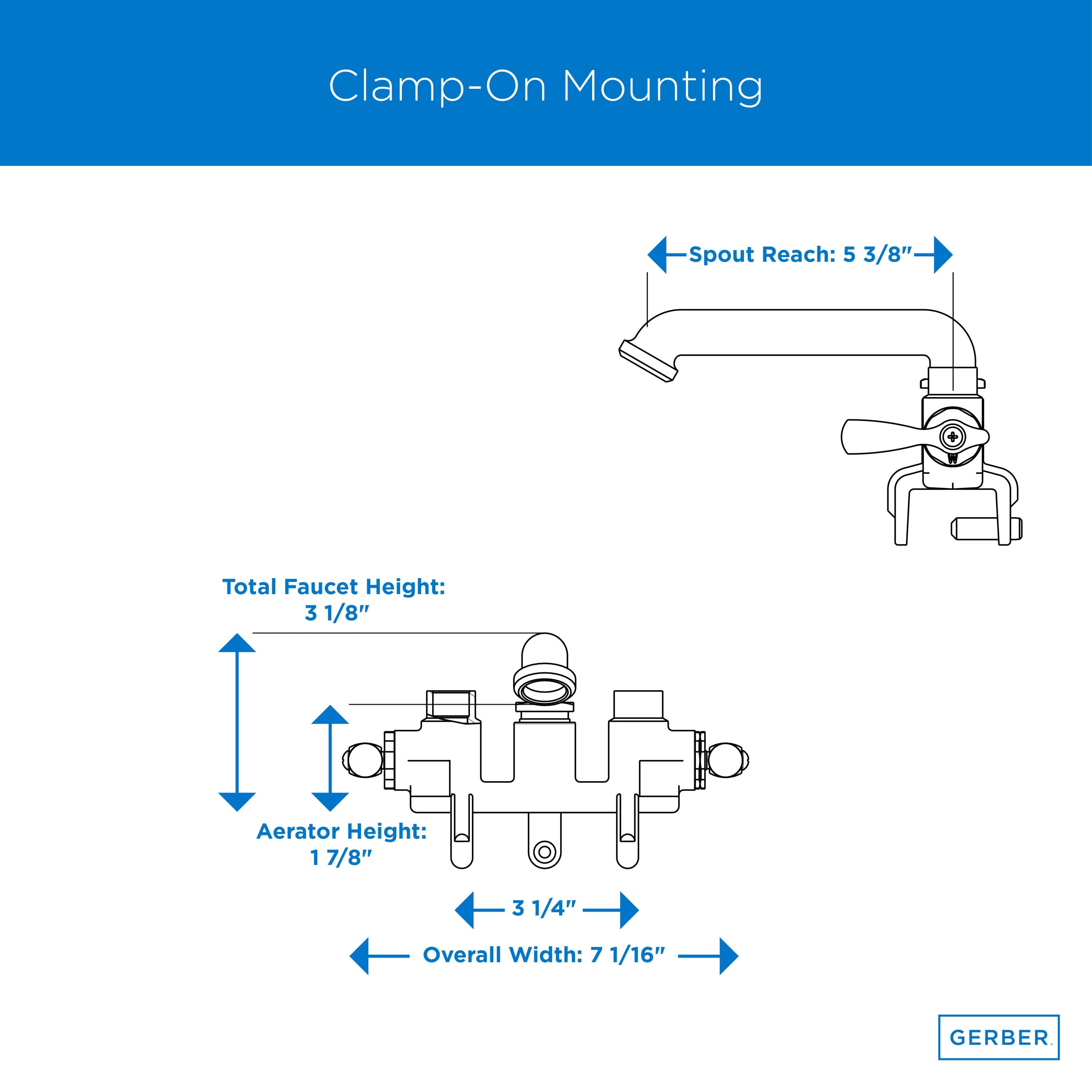 Gerber Classics™ Two Handle Clamp On Laundry Faucet with Metal Lever Handles and Direct Sweat Connections