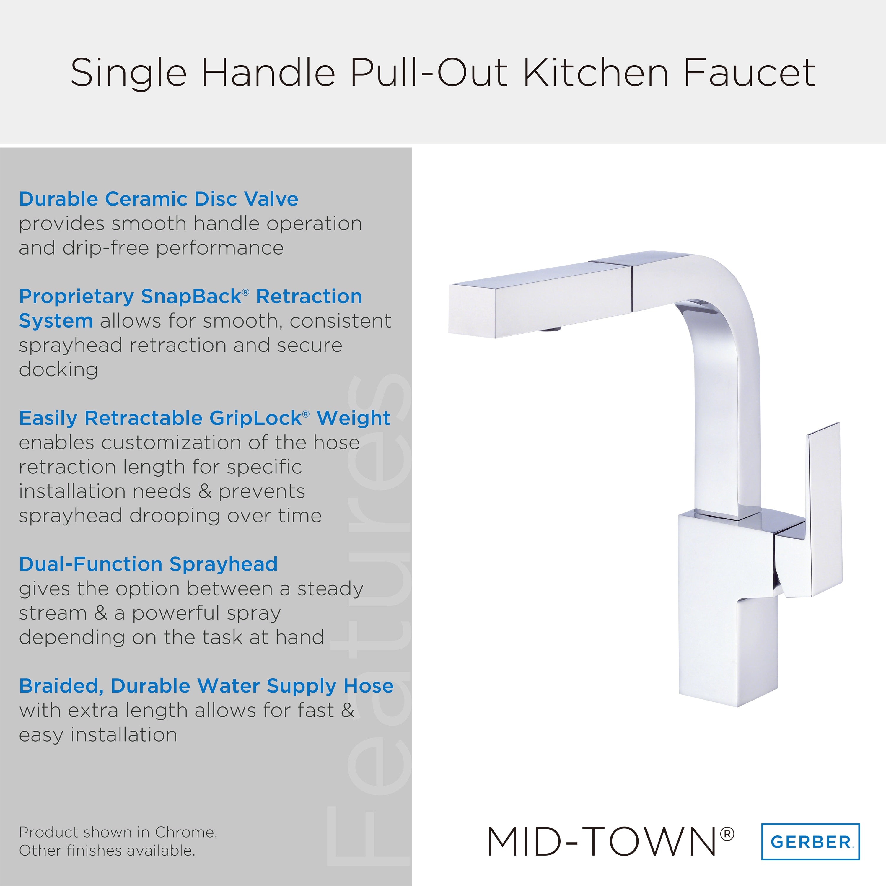 Mid-Town® Single Handle Pull-Out Kitchen Faucet