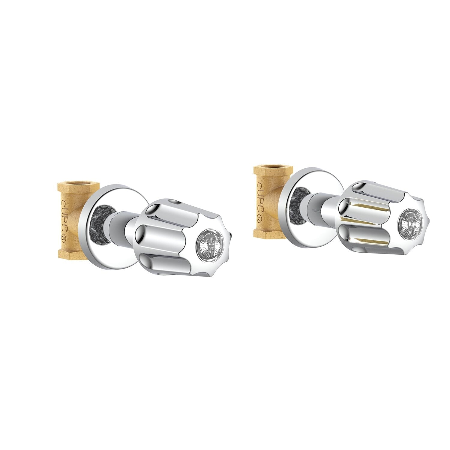 Gerber Classics™ Straight Pattern Trim & Compression Valves with 1/2" IPS Connections, Metal Fluted Handles, Hot & Cold Stems