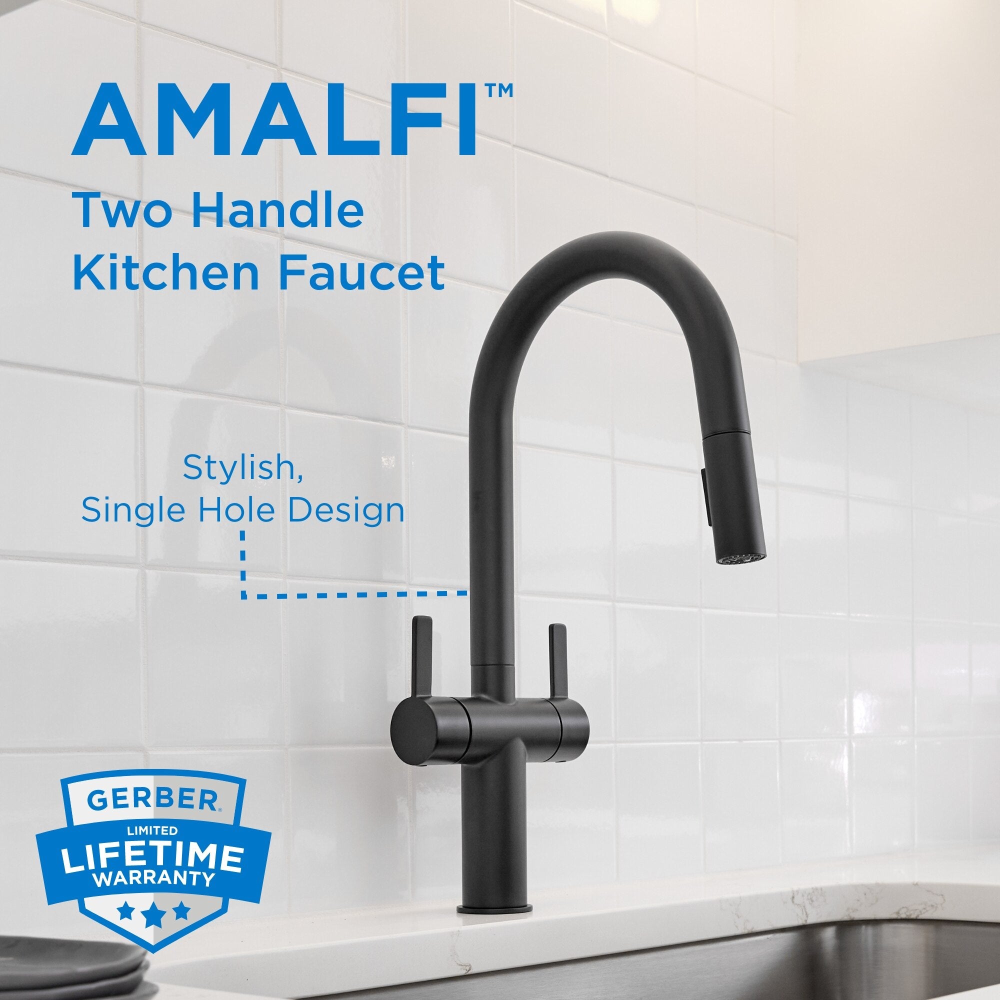 Gerber Amalfi Two Handle Pull-Down Kitchen Faucet 1.75 GPM (Choose Finish)