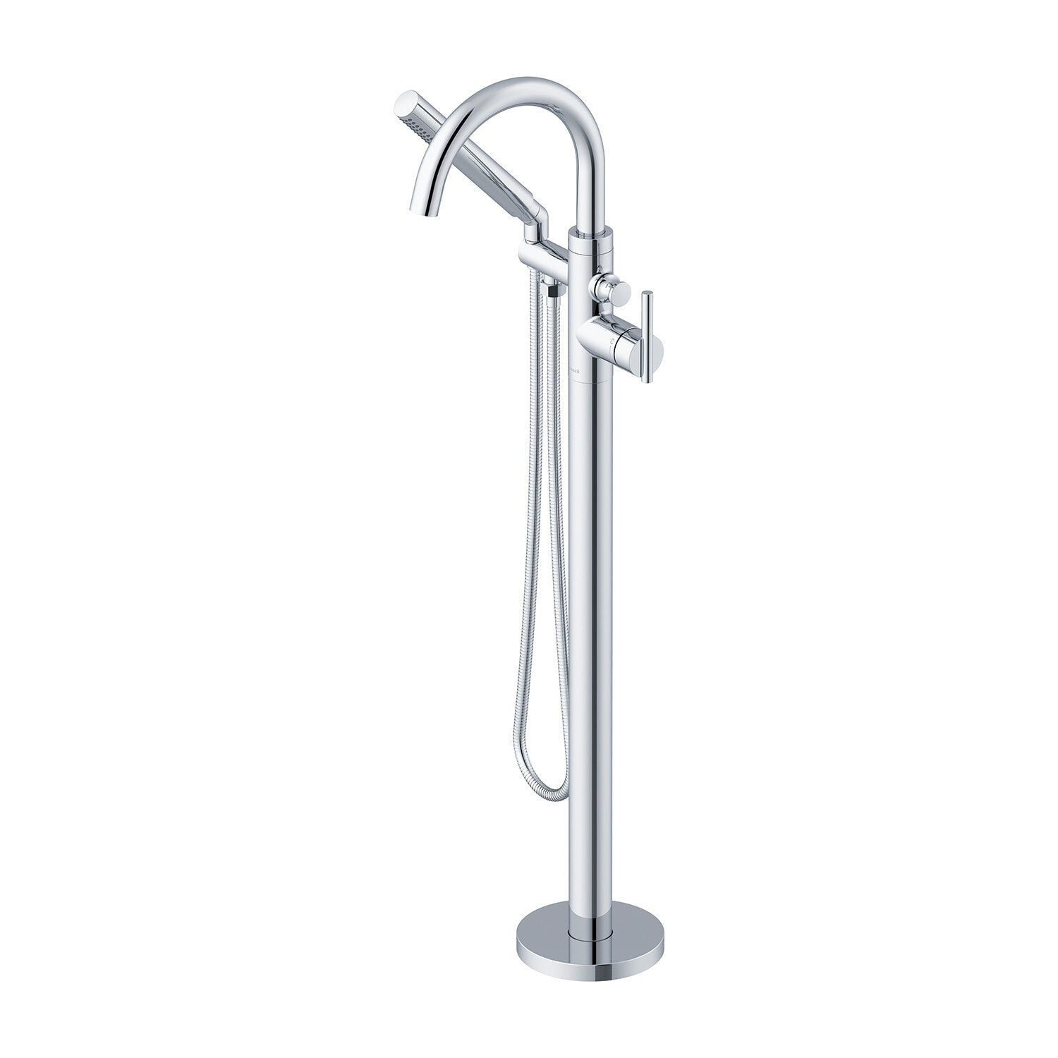 Contemporary Floor Mount Tub Filler Trim Kit with Handshower